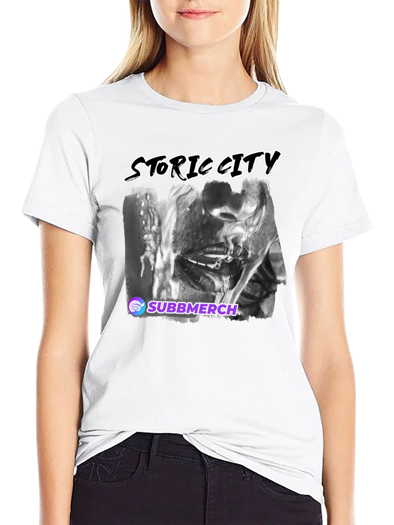 Black Storric City Graphic Print T-Shirt view 9