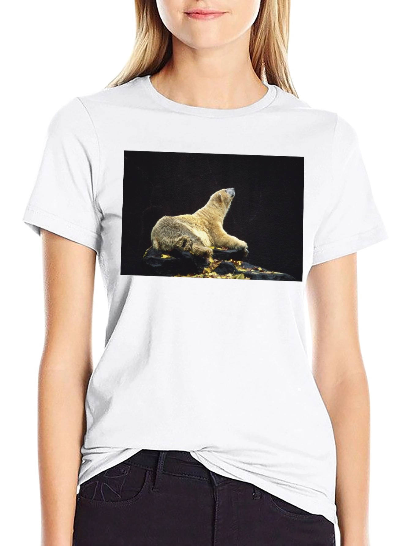 Black Polar Bear Graphic Black T-Shirt view 9