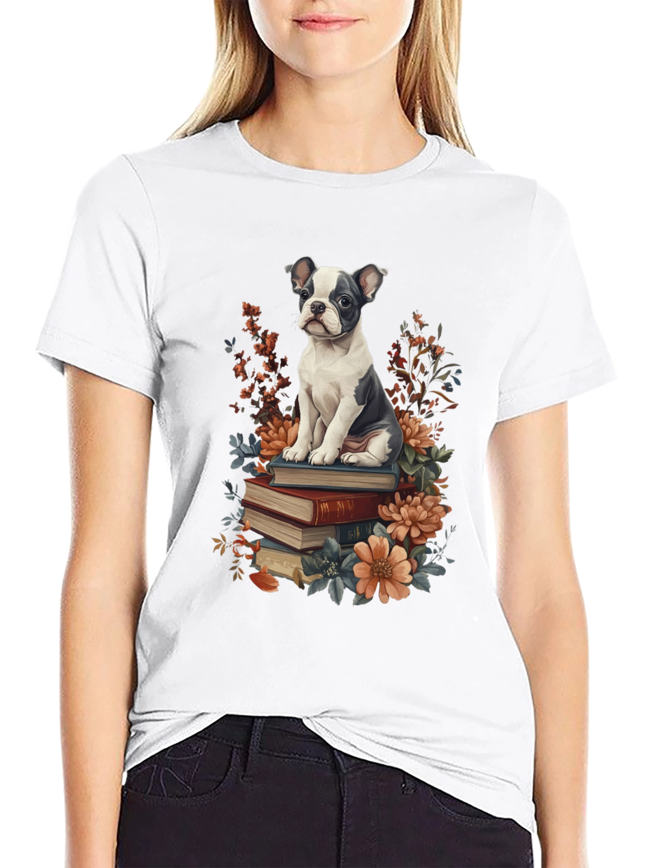 Black Dog on Books Graphic Tee view 9