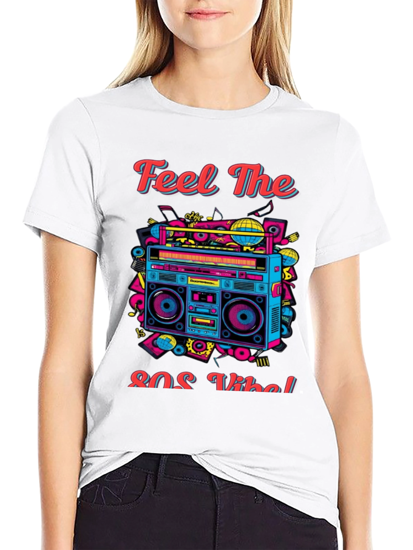 Black Retro 80s Vibe Graphic Tee view 9