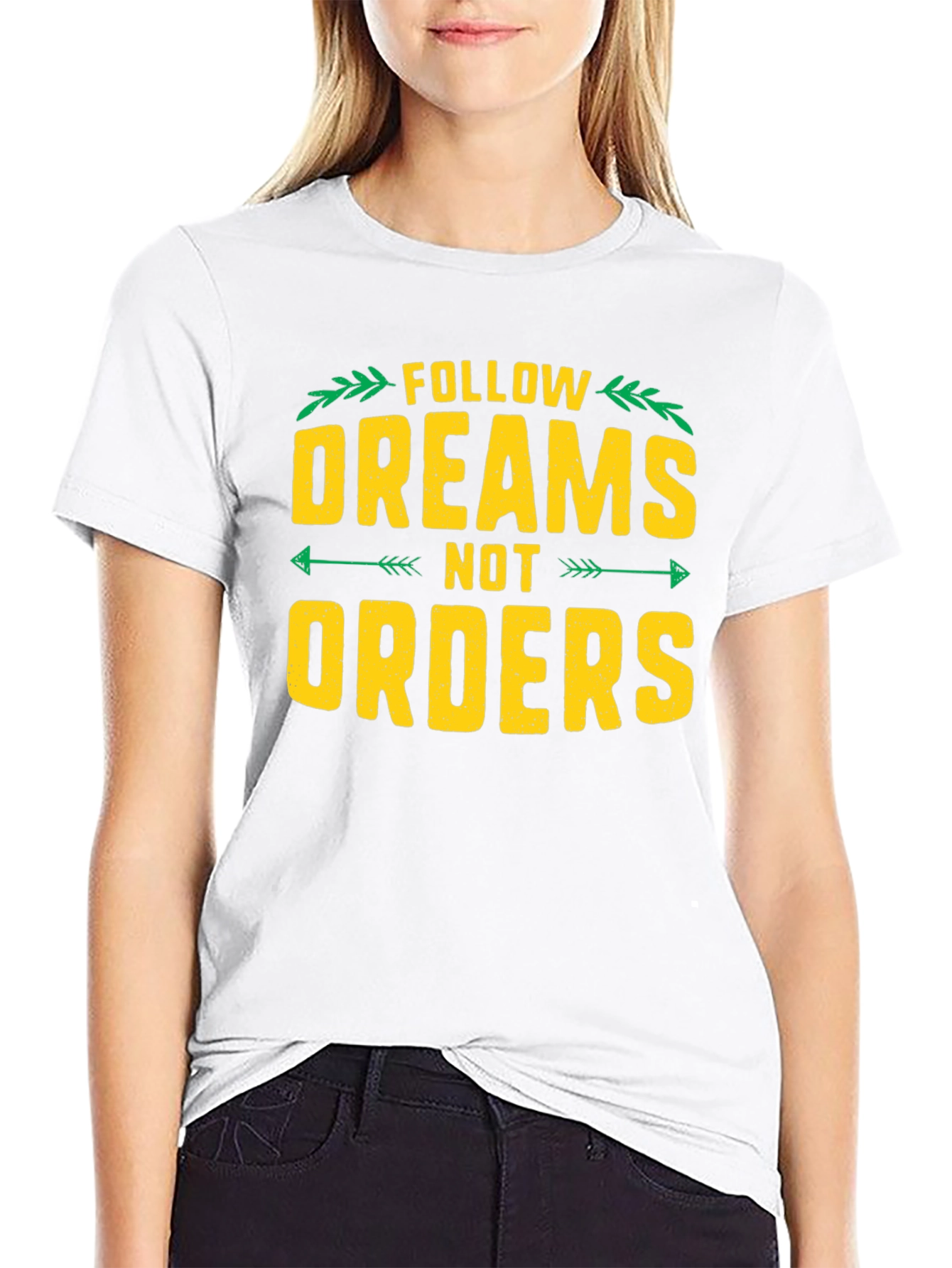 Black Follow Dreams Not Orders Graphic Tee - Black view 9