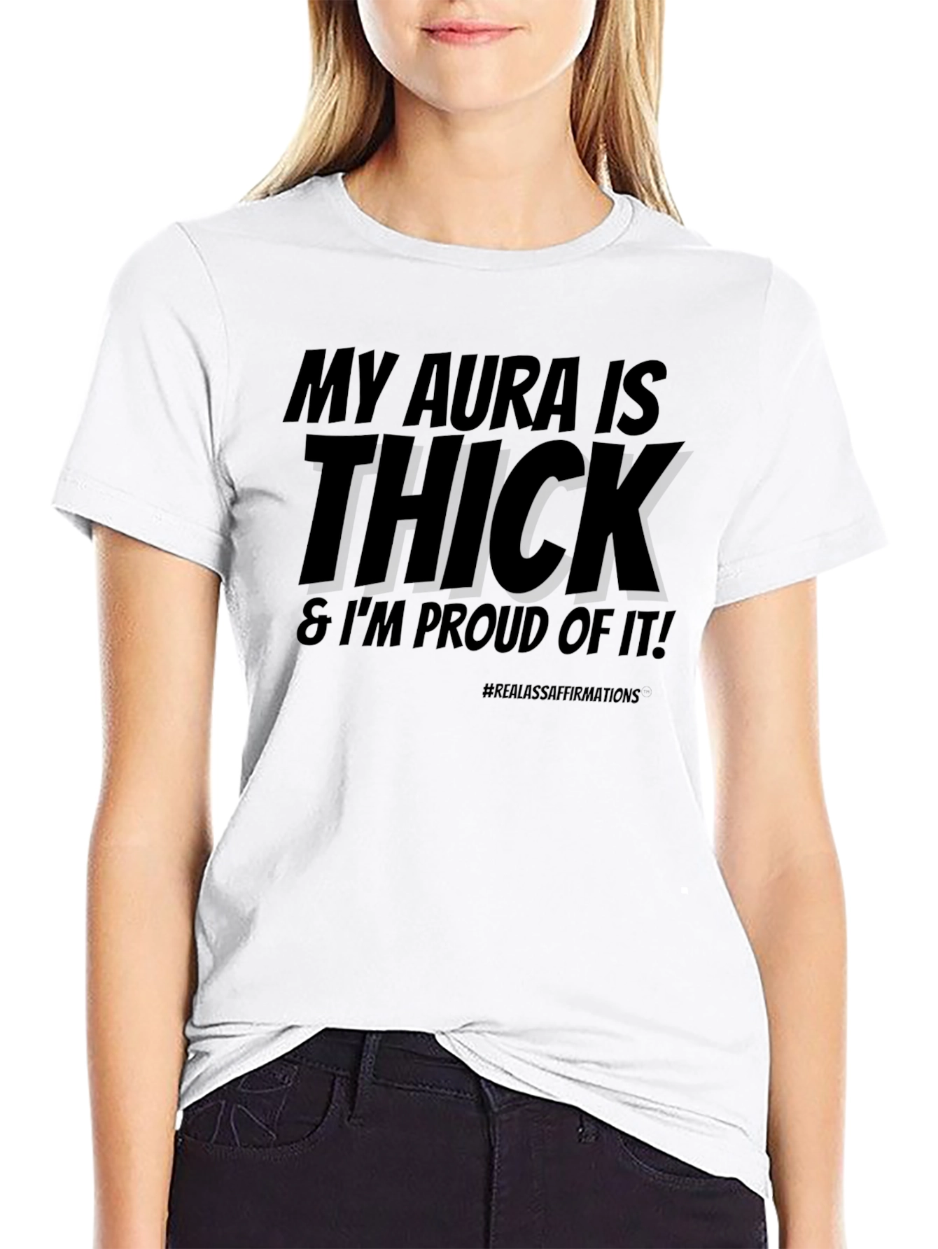 Black My Aura is Thick T-Shirt - Bold Statement Tee view 9
