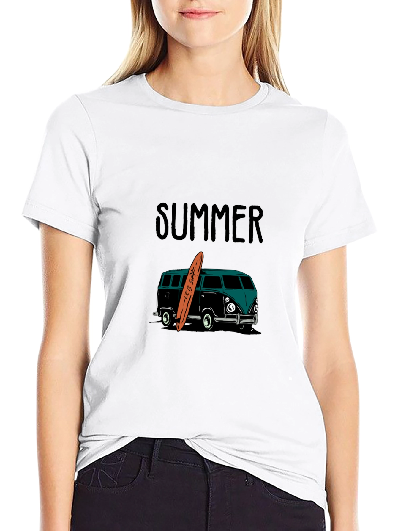 Black Summer Surf Van Graphic Tee - Black view 9