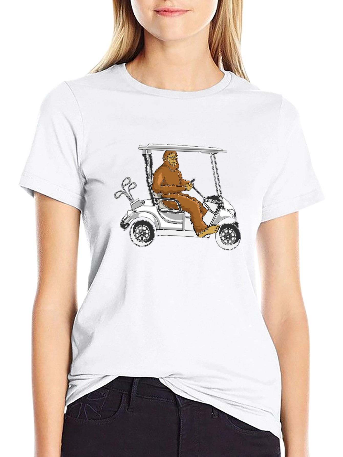 Black Bigfoot Golfing T-Shirt - Hilarious Sasquatch Tee view 9