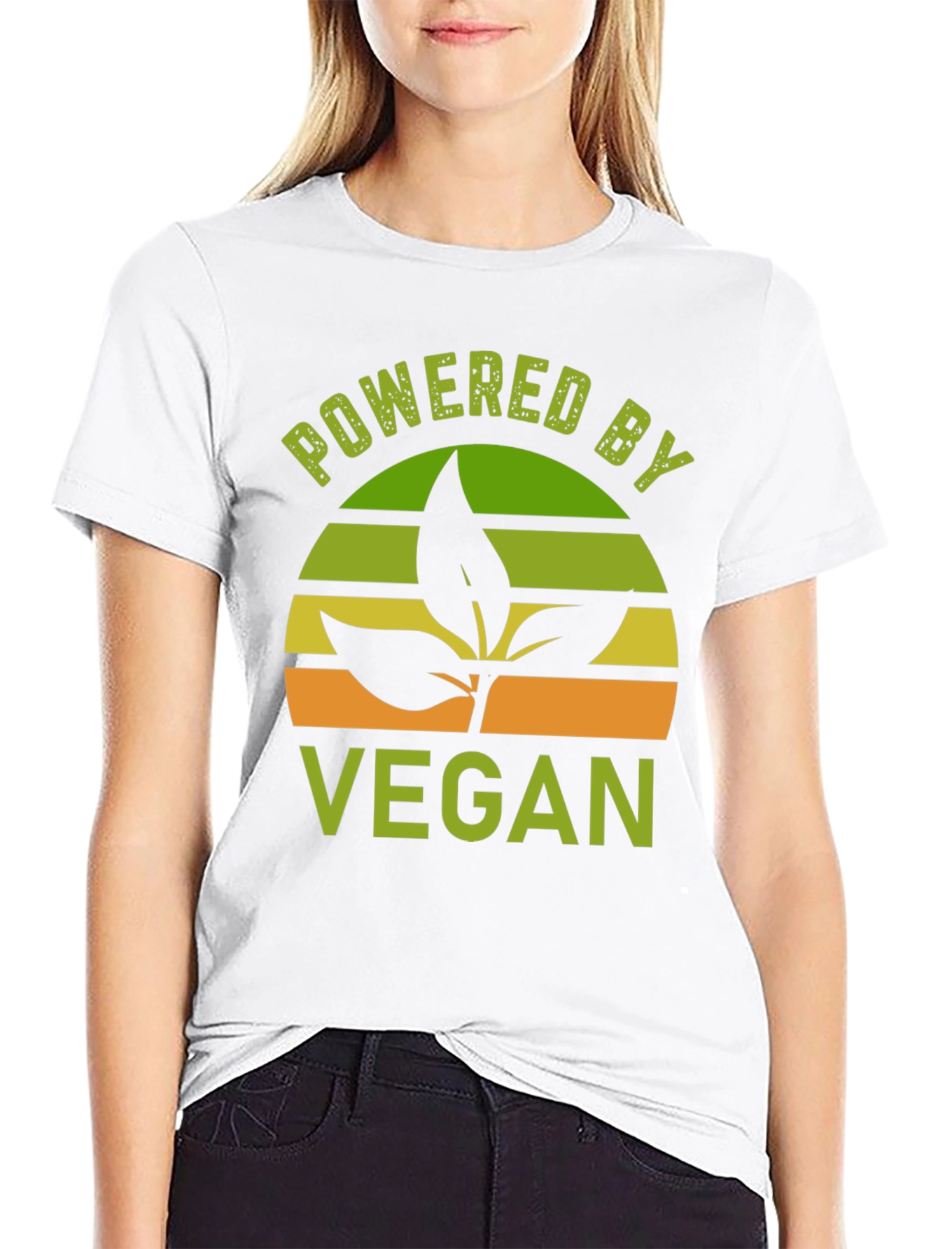 Black Powered By Vegan T-Shirt - Plant Based Lifestyle Tee view 9