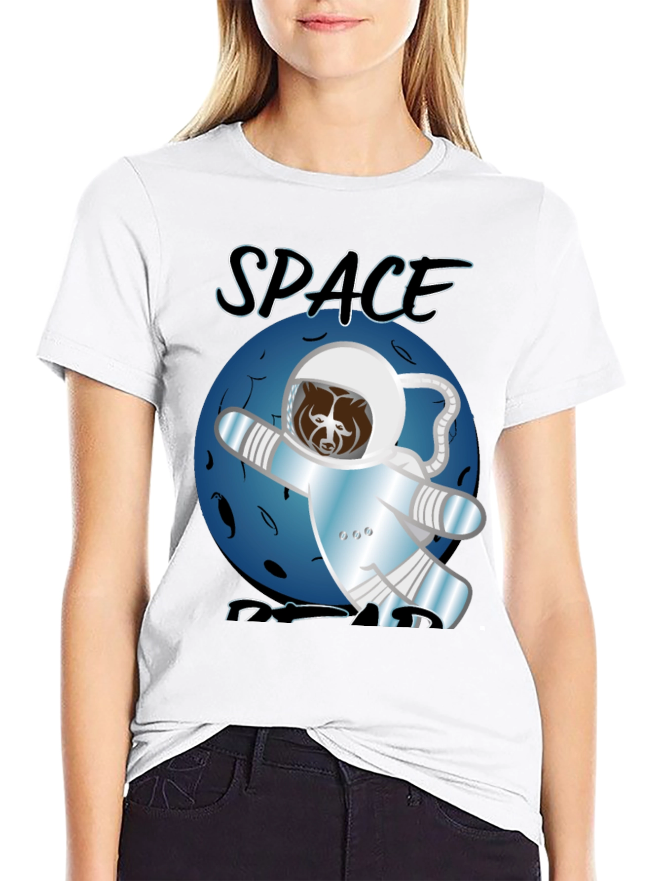 Black Space Bear T-Shirt - Astronaut Adventure view 9