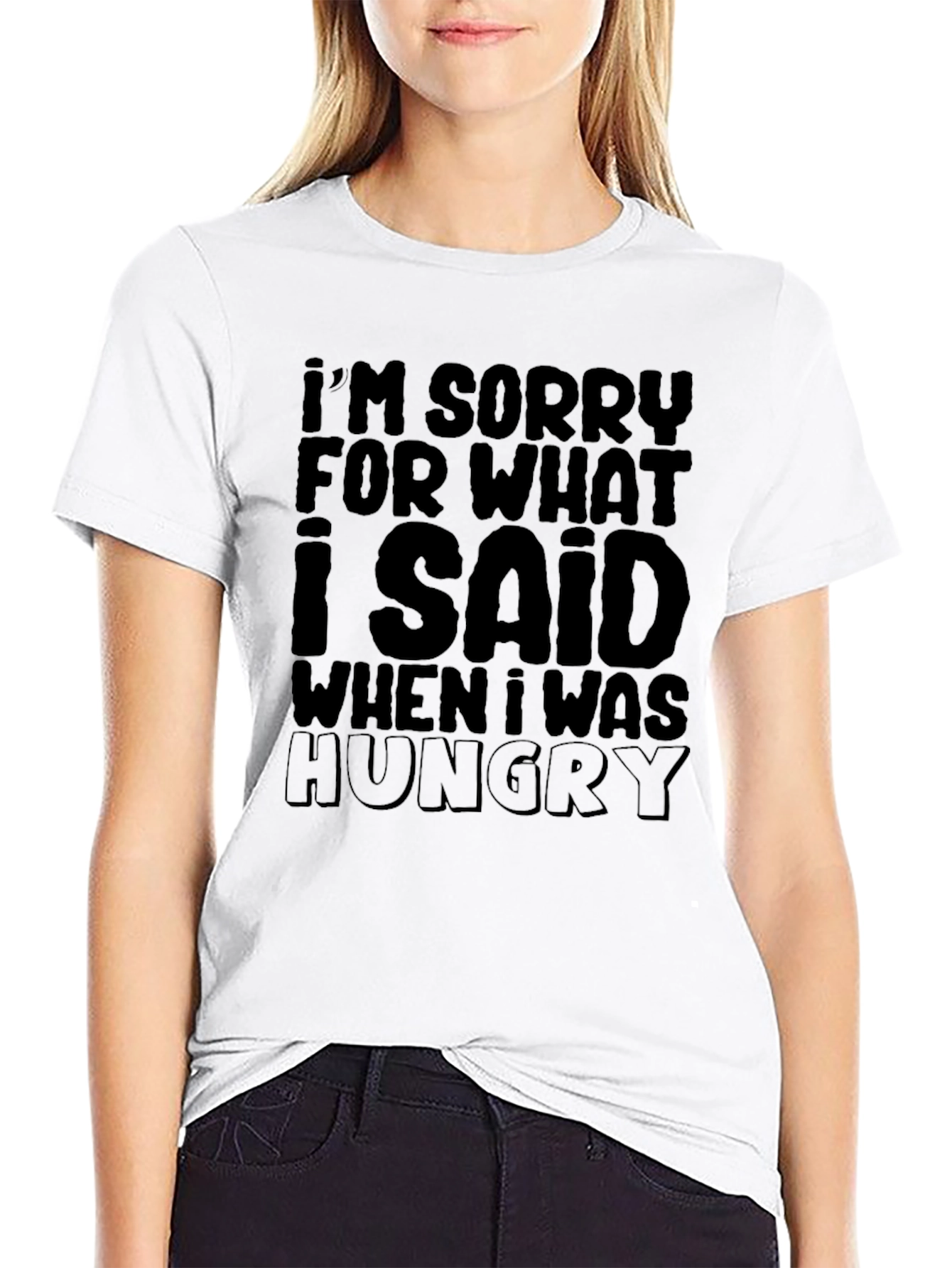 Black Funny "I'm Sorry... Hungry" Graphic T-Shirt view 9
