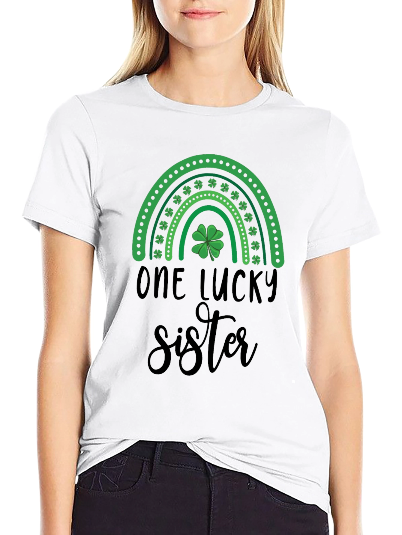 Black One Lucky Sister T-Shirt - St. Patrick's Day Tee view 9
