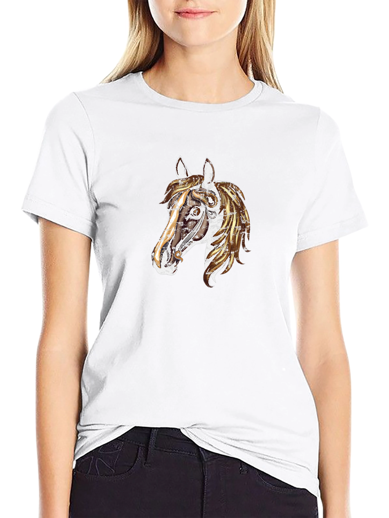 Black Horse Graphic Tee - Unique Animal Design T-Shirt view 9