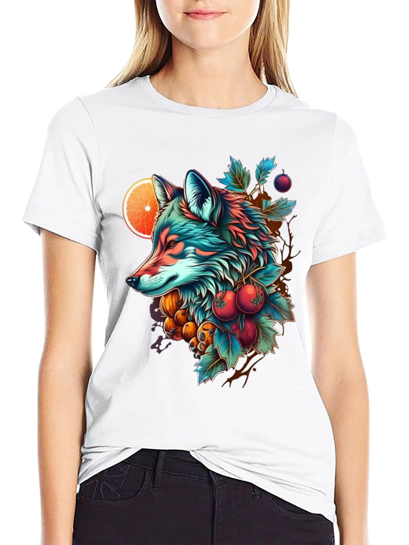 Black Vibrant Fox Graphic Tee - Unique Art Design view 9