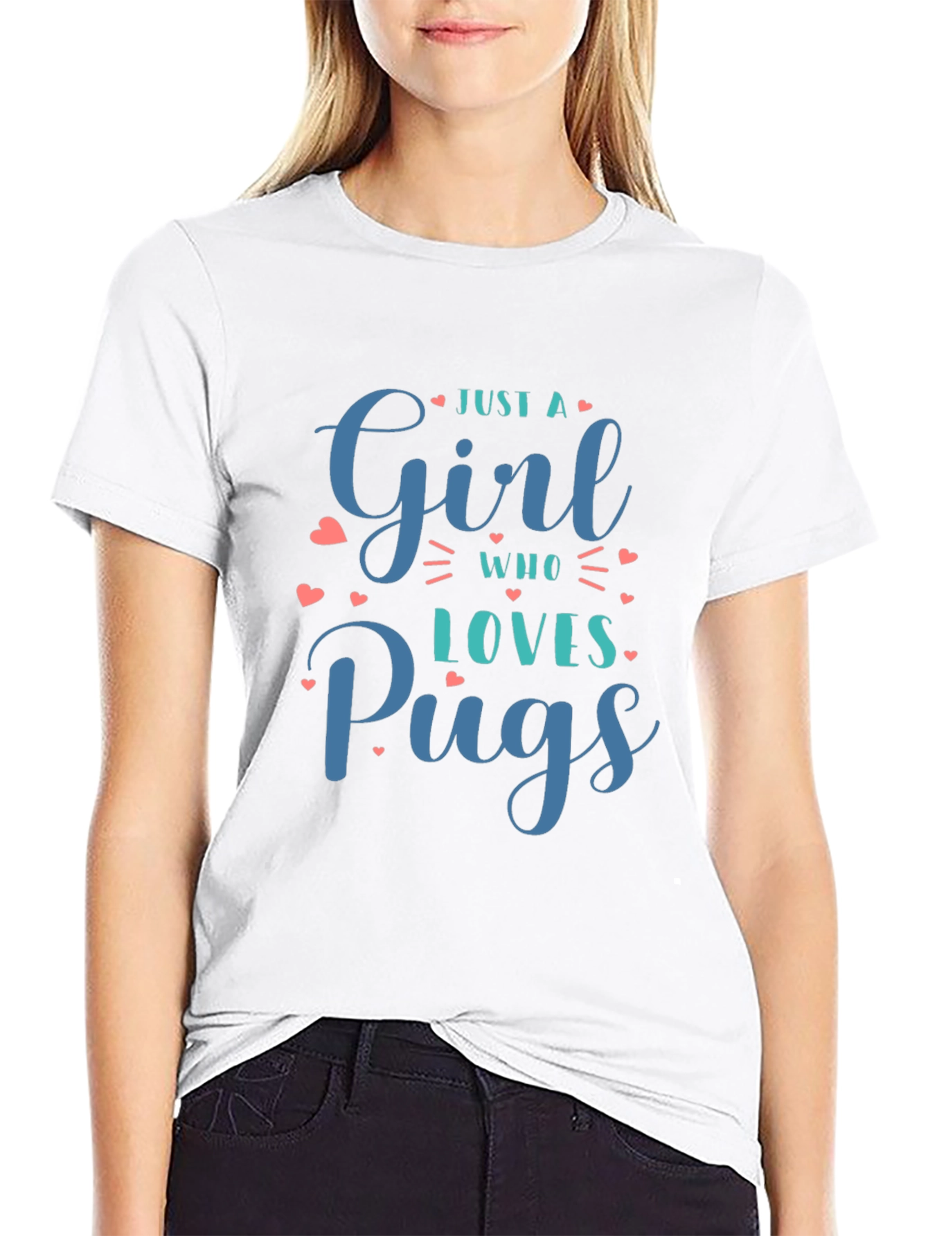 Black Just A Girl Who Loves Pugs Black T-Shirt view 9