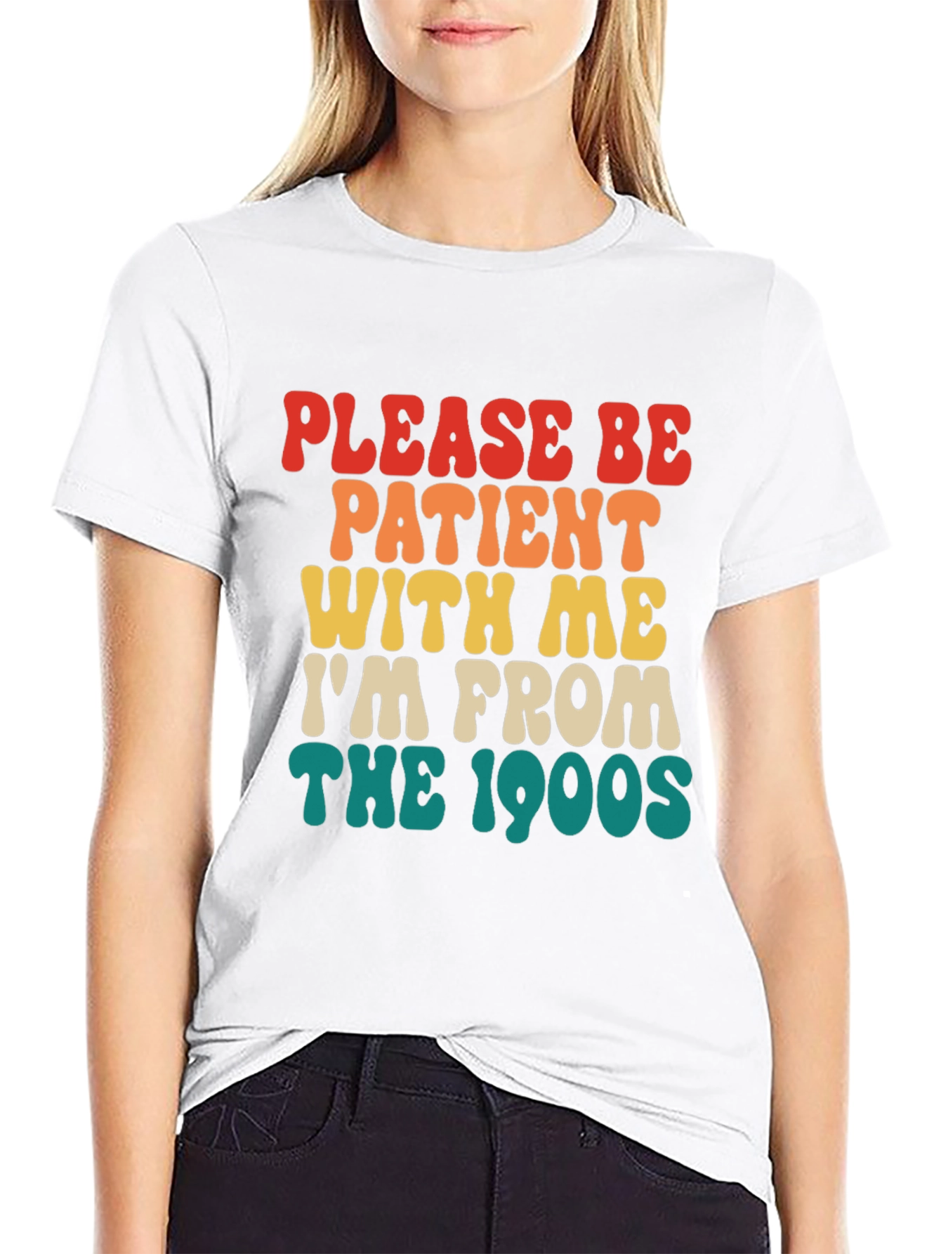 Black Retro '90s Please Be Patient T-Shirt view 9
