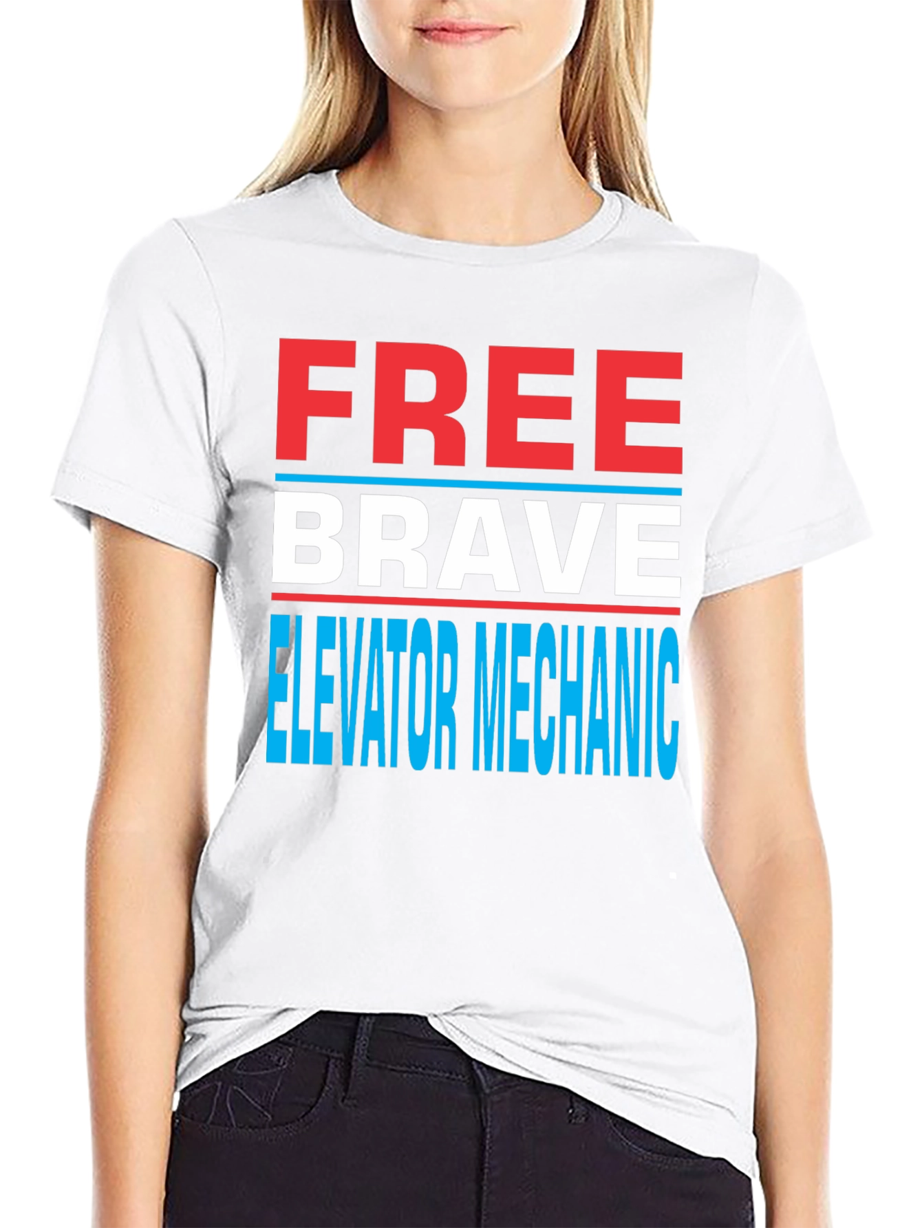 Black Funny Elevator Mechanic T-Shirt - Free Brave Elevator Mechanic view 9