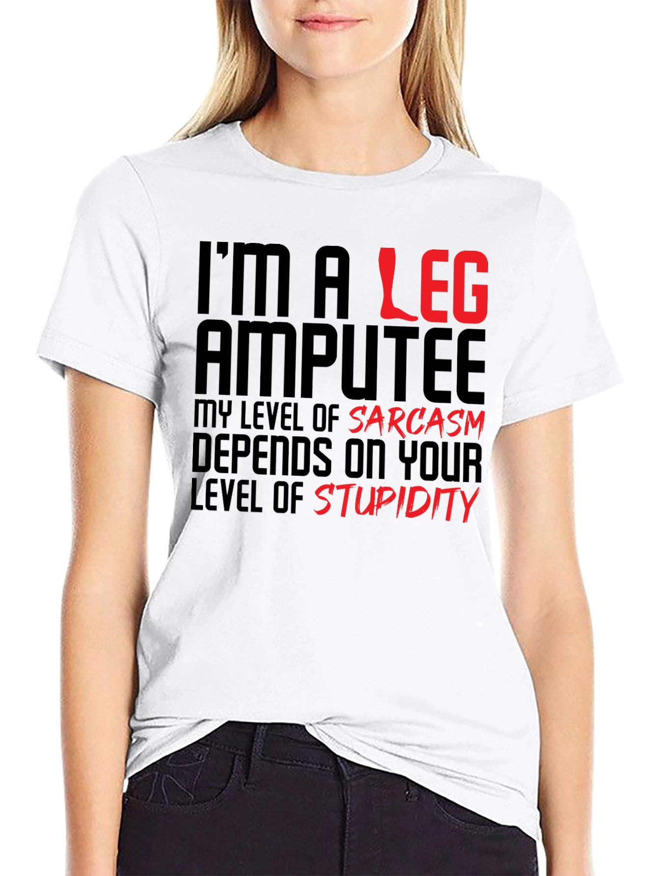 Black Sarcastic Leg Amputee Graphic Tee view 9