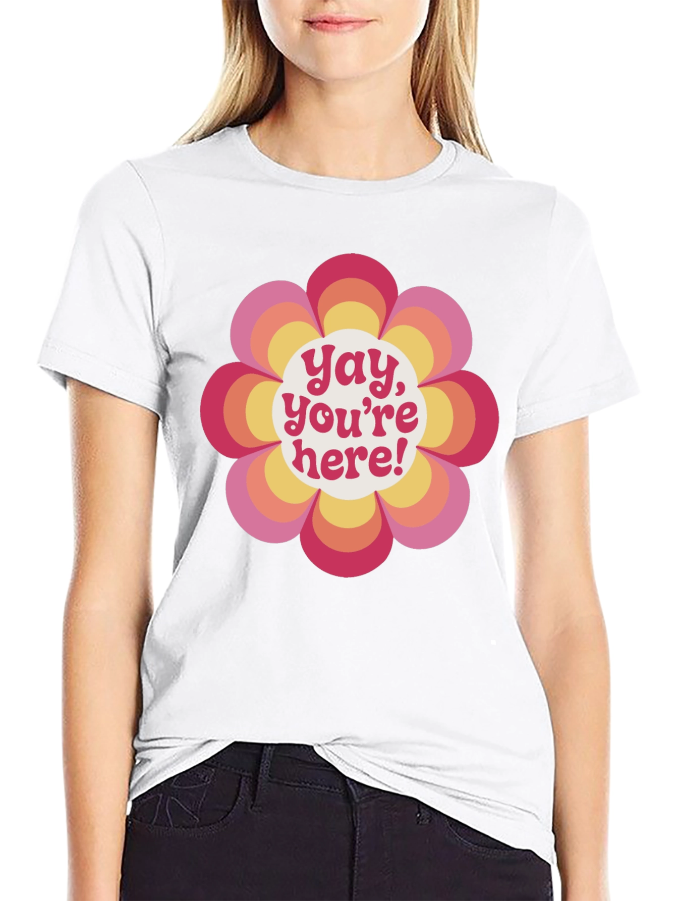 Black Retro Flower Power Graphic Tee - Yay, You're Here! view 9