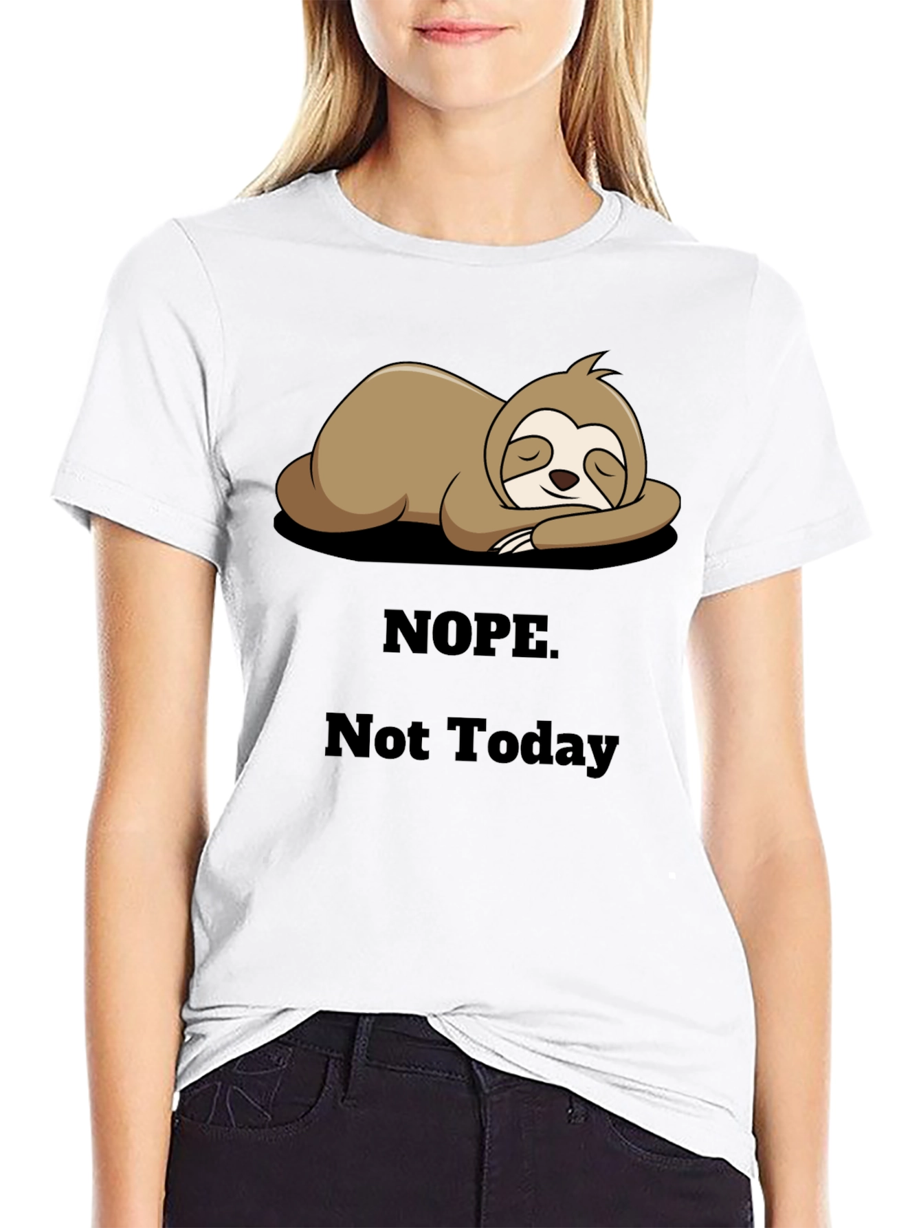 Black Nope Not Today Sloth Graphic Black T-Shirt view 9