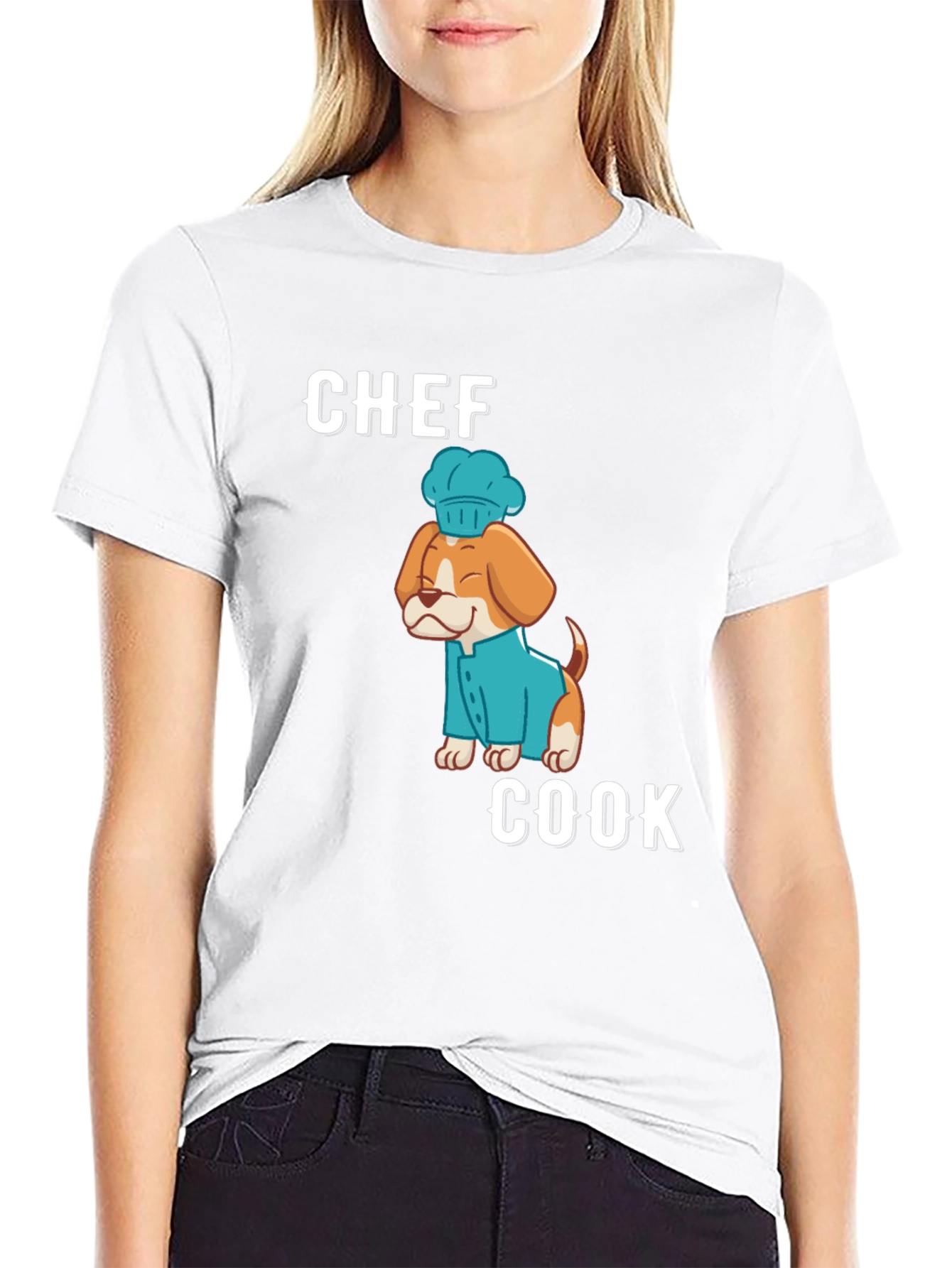 Black Chef Cook Dog T-Shirt - Cute Culinary Apparel view 9