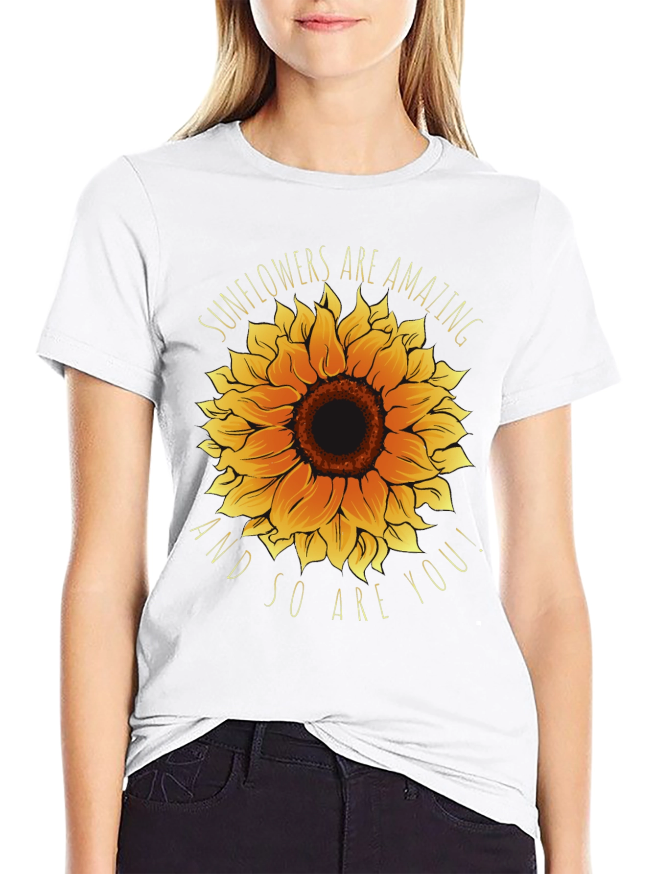 Black Sunflower Graphic Tee - You Are Amazing! view 9