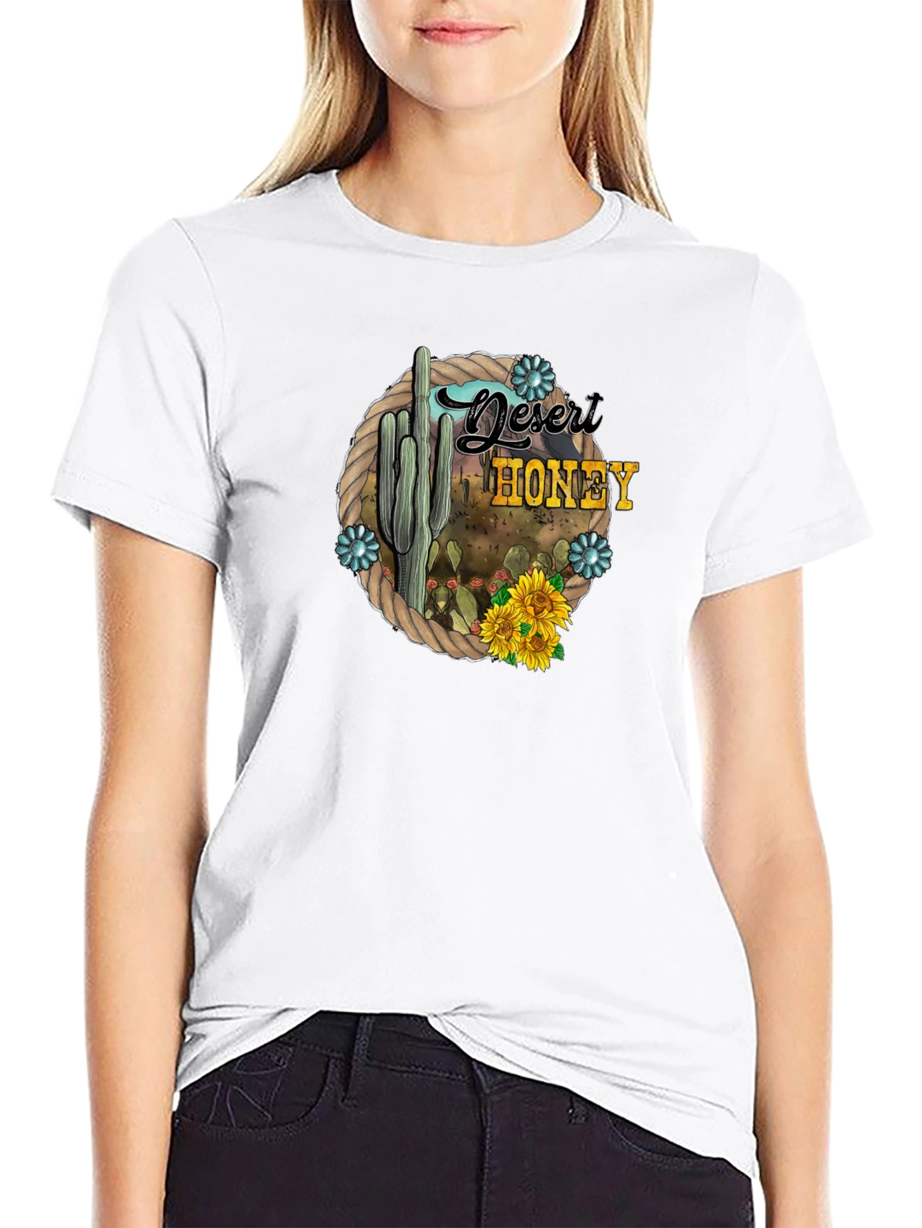 Black Desert Honey Cactus Graphic T-Shirt view 9