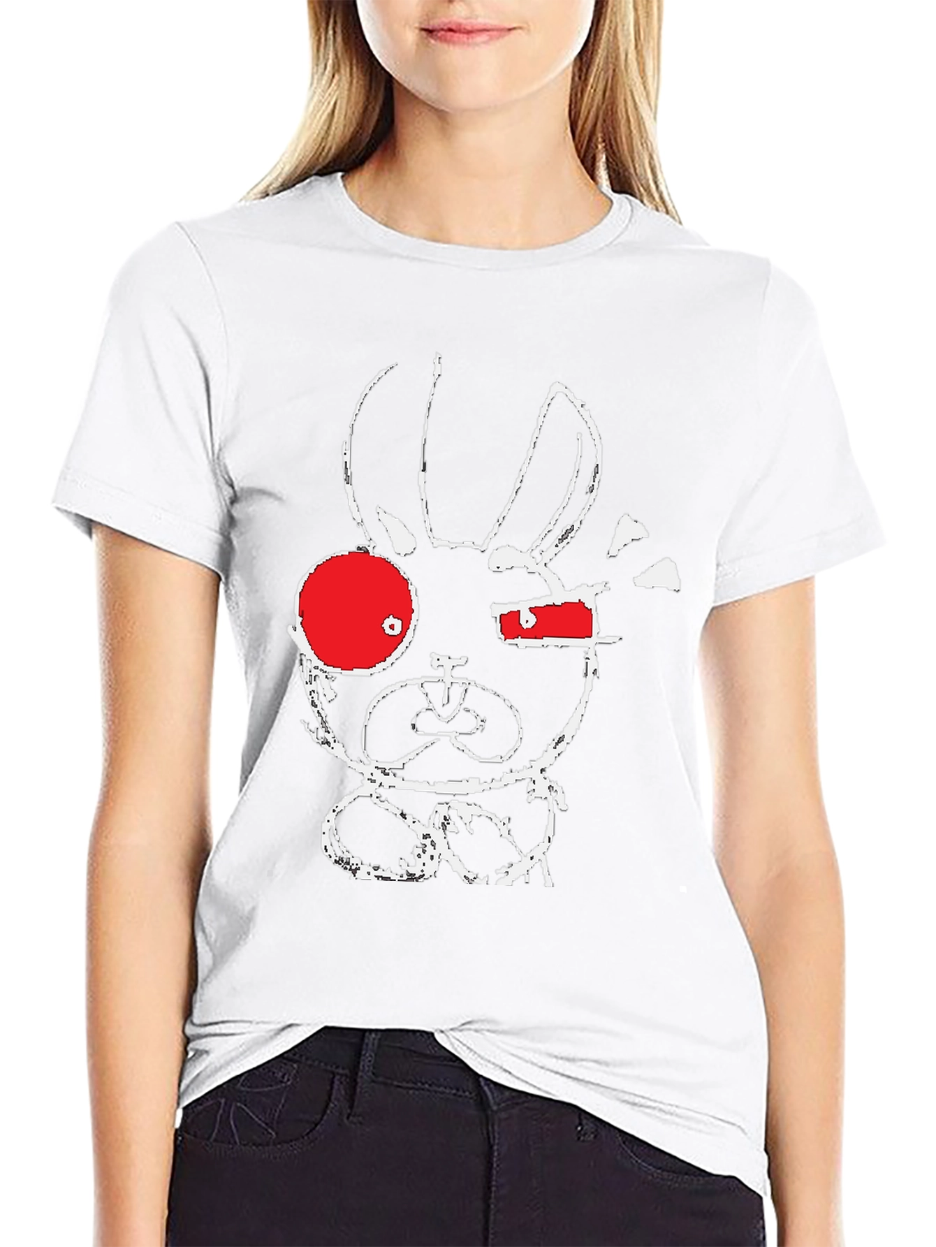 Black Abstract Bunny Graphic T-Shirt view 9