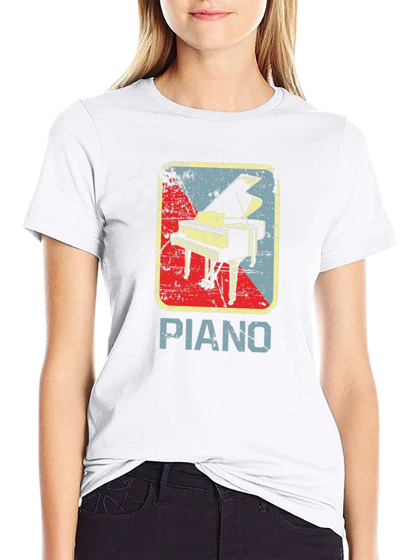 Black Vintage Piano Graphic T-Shirt - Retro Music Lover Tee view 9