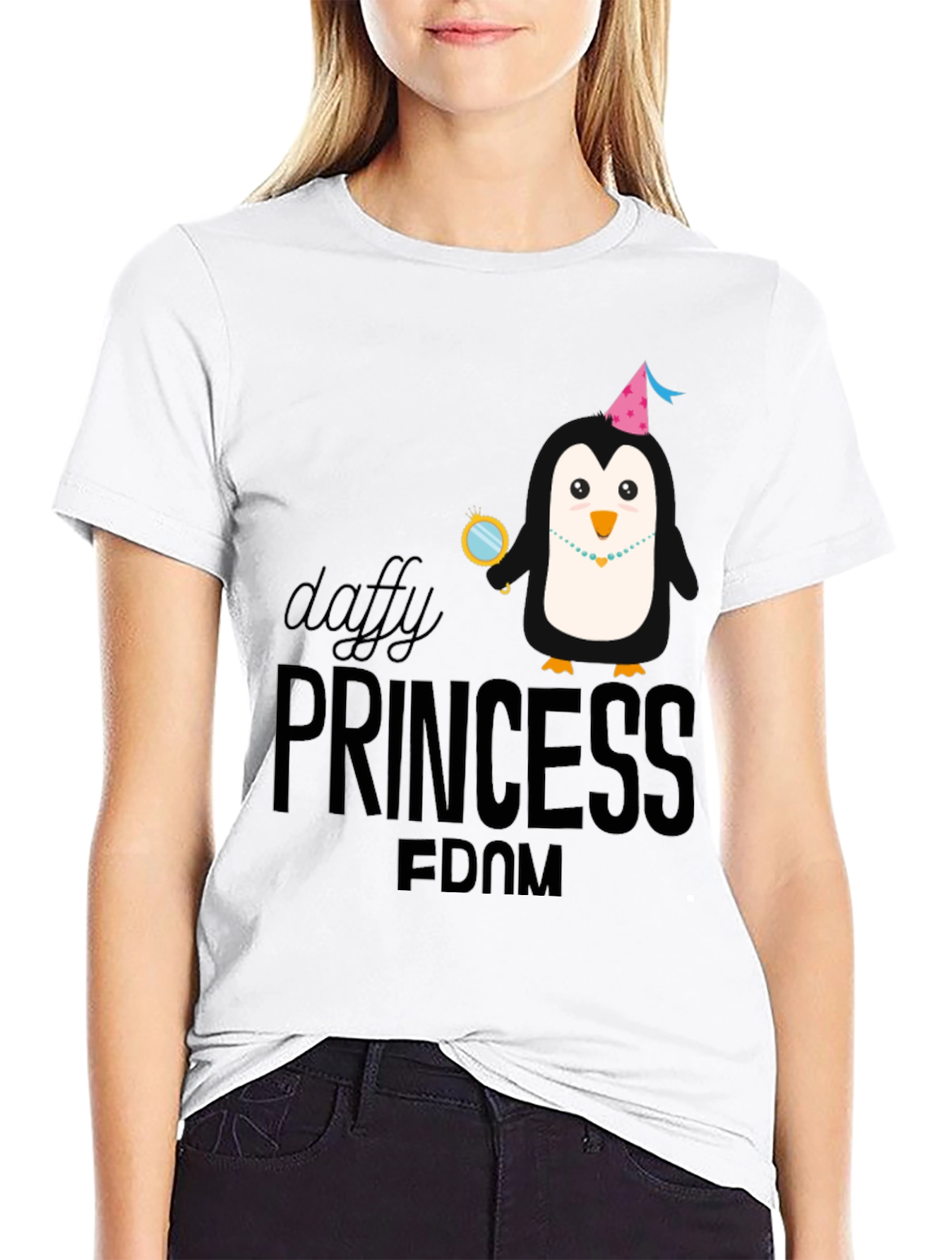 Black Daffy Princess Penguin T-Shirt - Soft Cotton view 9