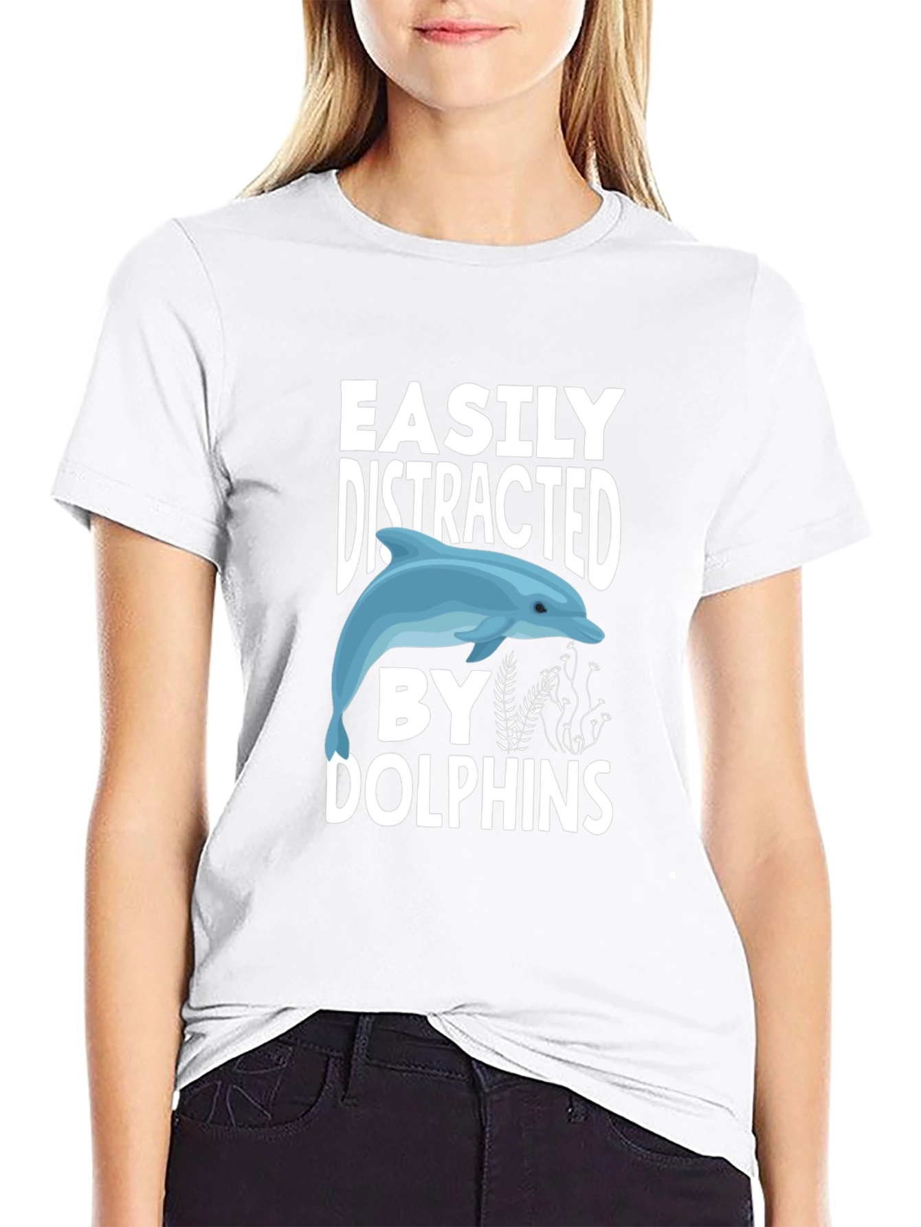 Black Easily Distracted by Dolphins Graphic Tee view 9