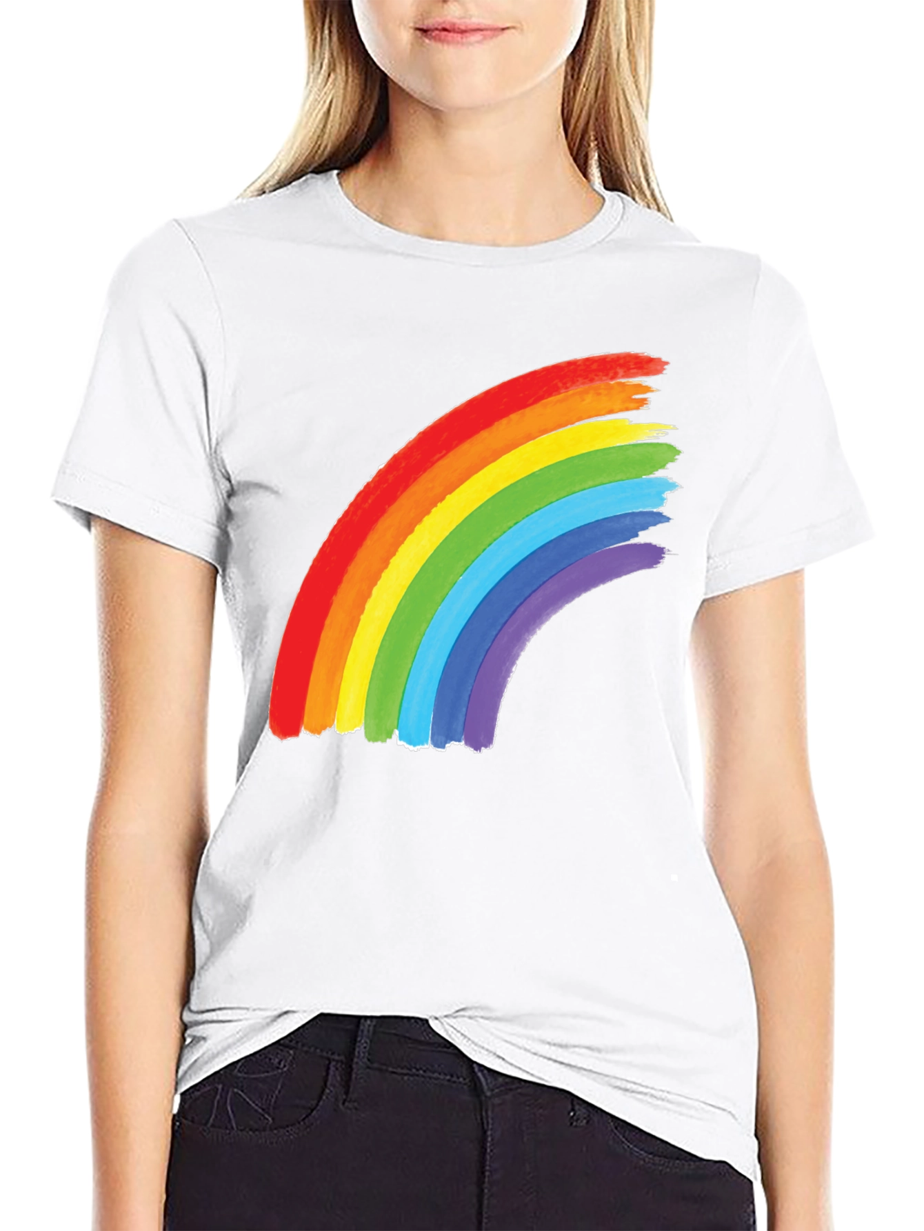 Black Rainbow Graphic Tee - Black Cotton Blend Shirt view 9