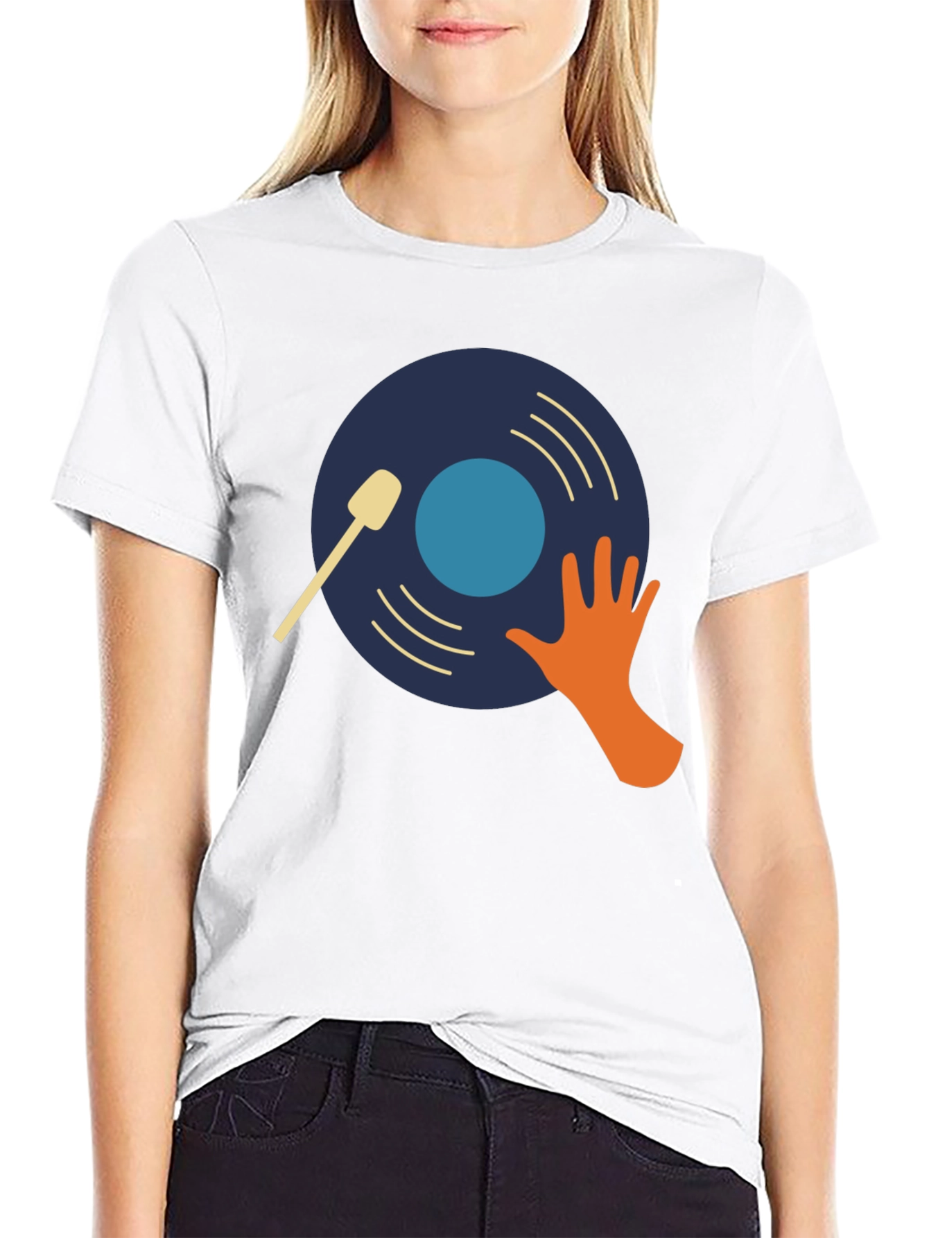 Black DJ Vinyl Record Graphic T-Shirt view 9