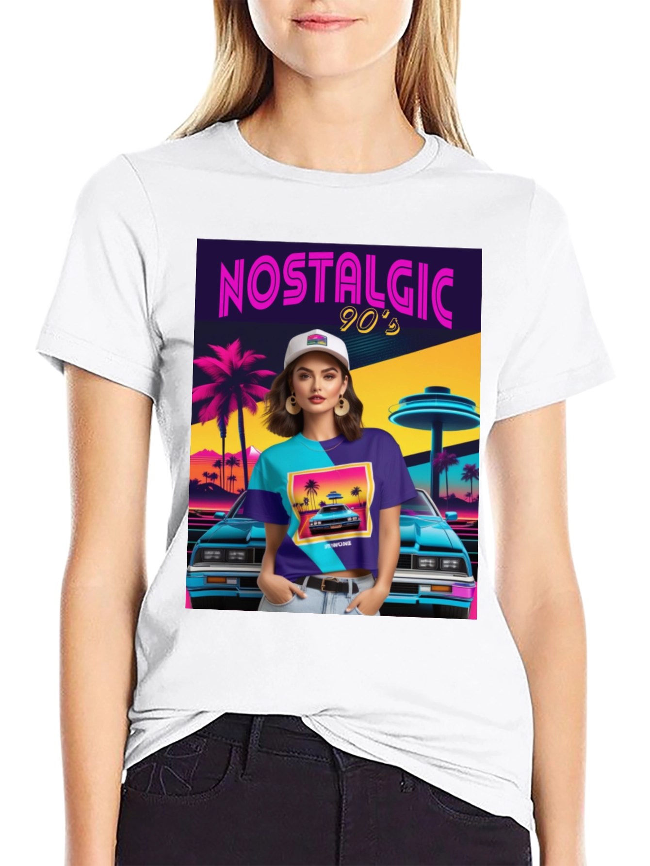 Black Nostalgic 90s Graphic T-Shirt - Retro Design view 9