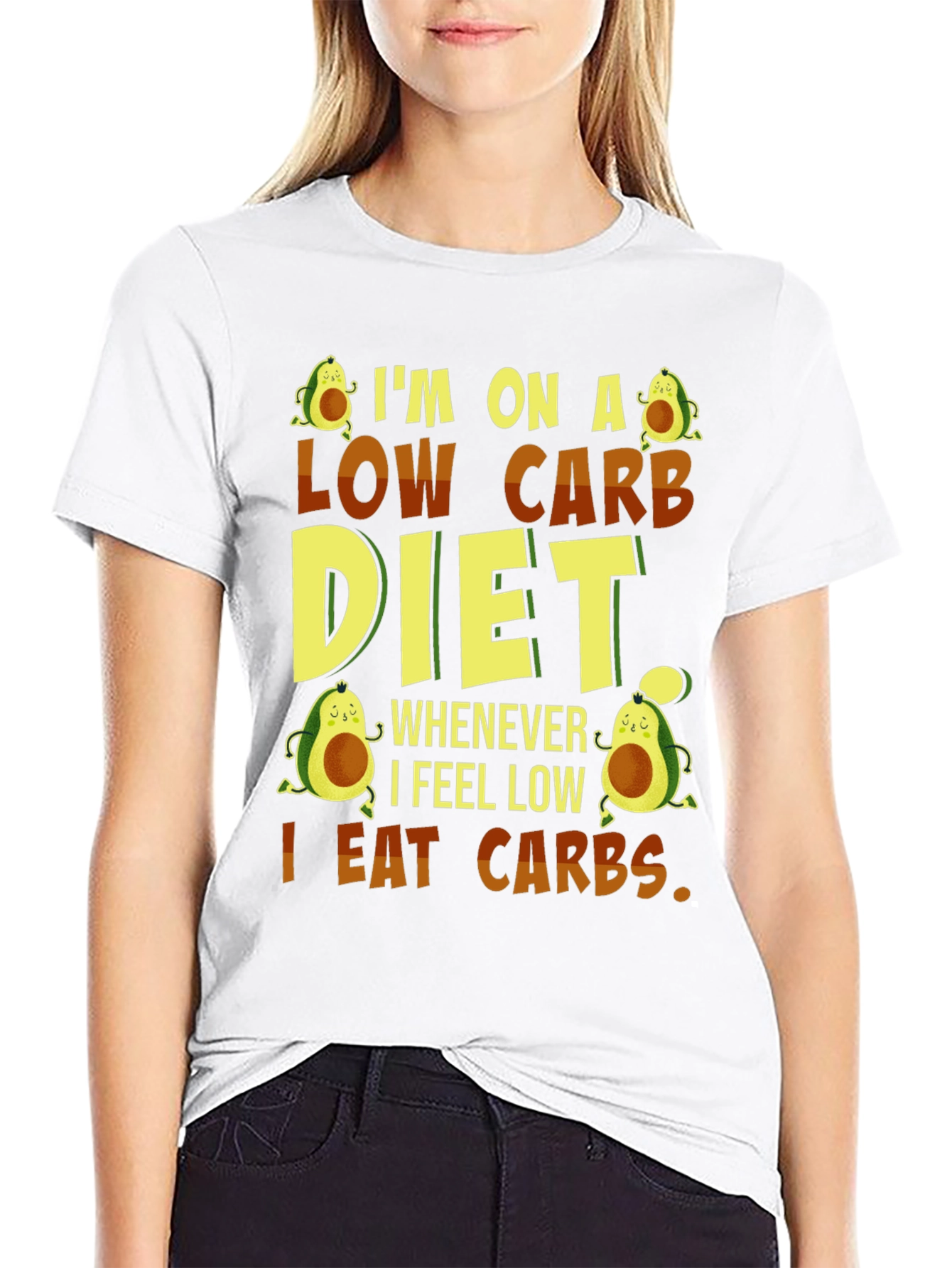 Black Low Carb Diet Funny T-Shirt view 9