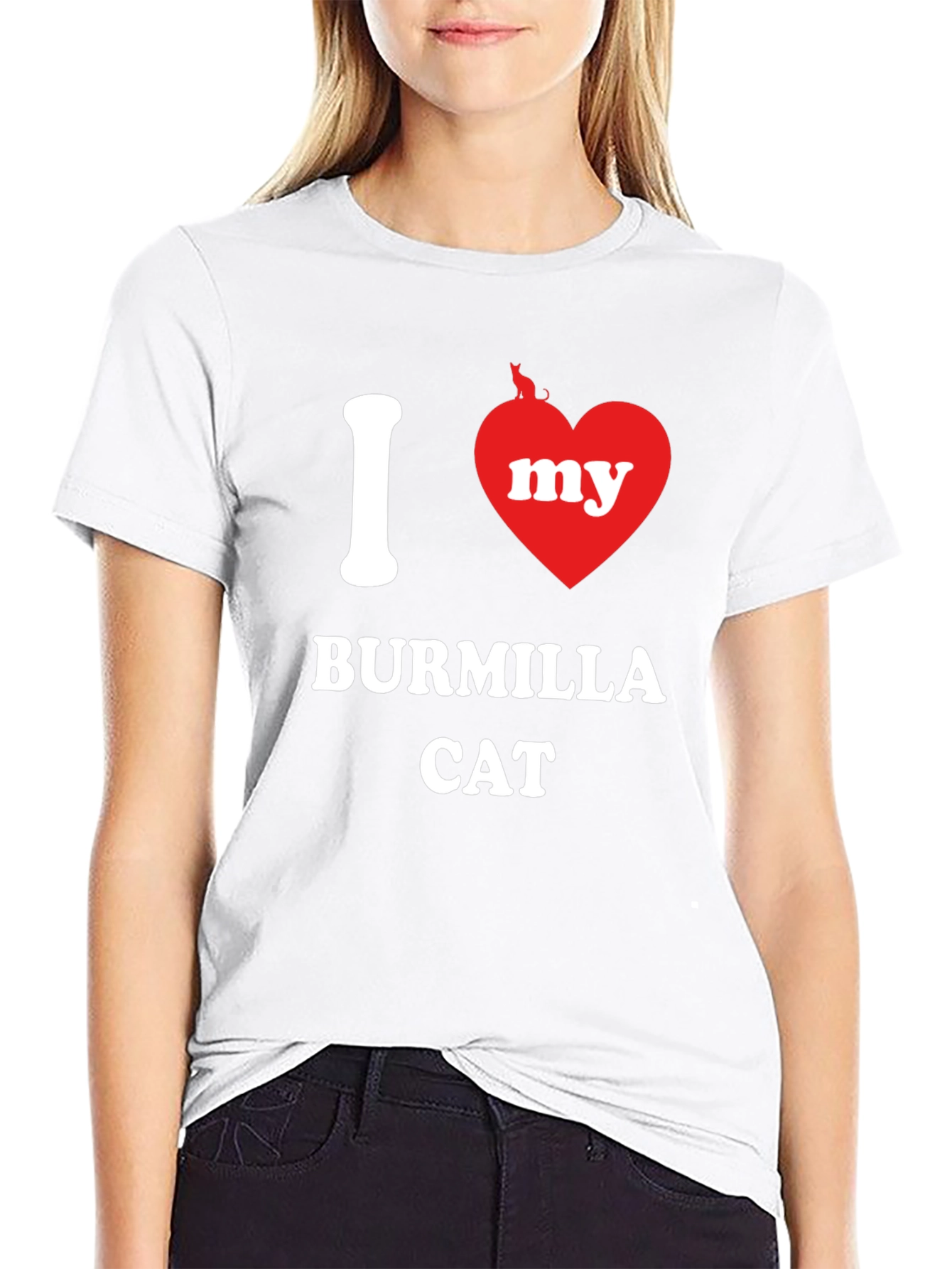 Black I Heart My Burmilla Cat Graphic T-Shirt view 9