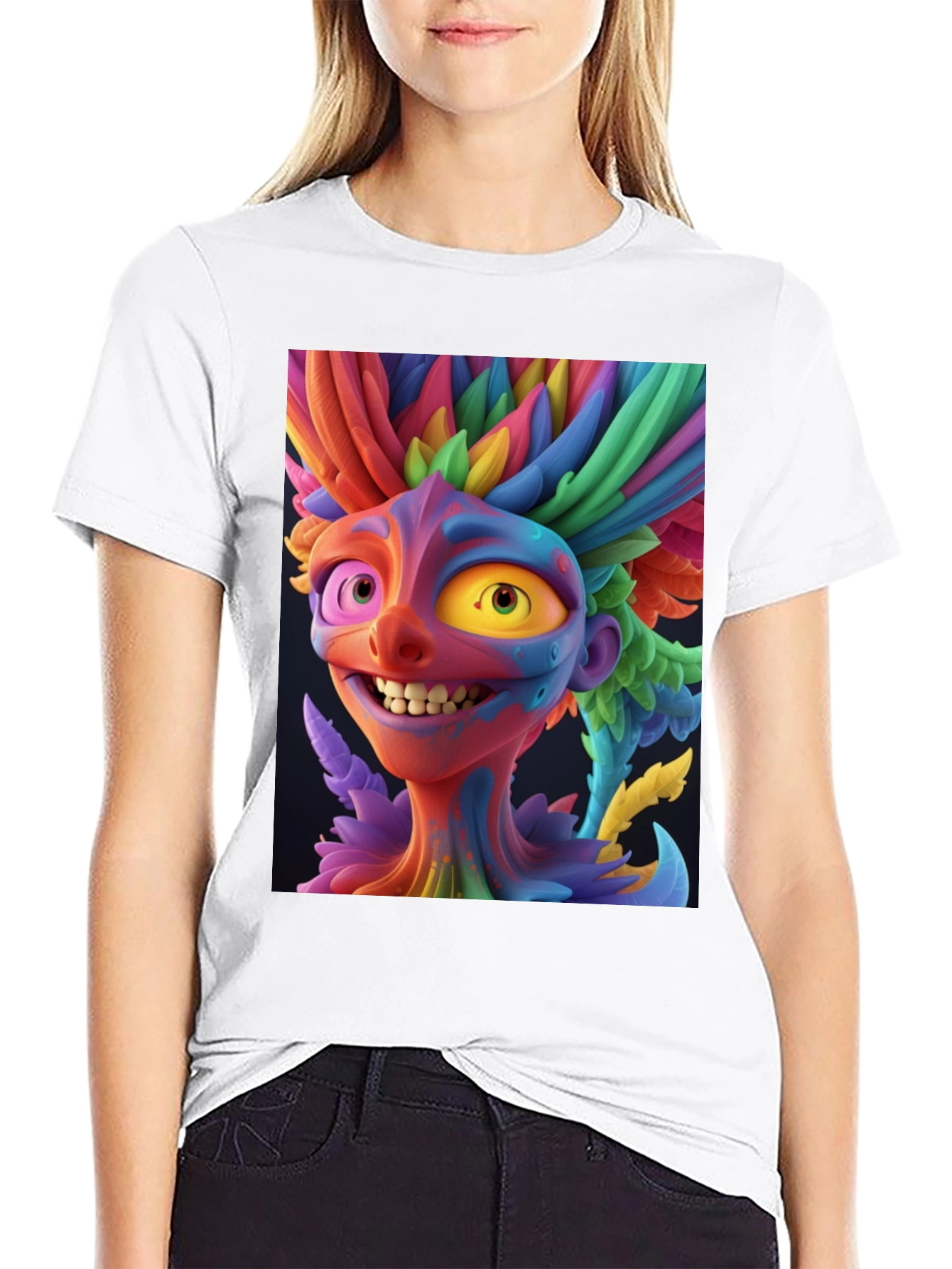 Black Colorful Character Graphic Tee - Bold Style view 9
