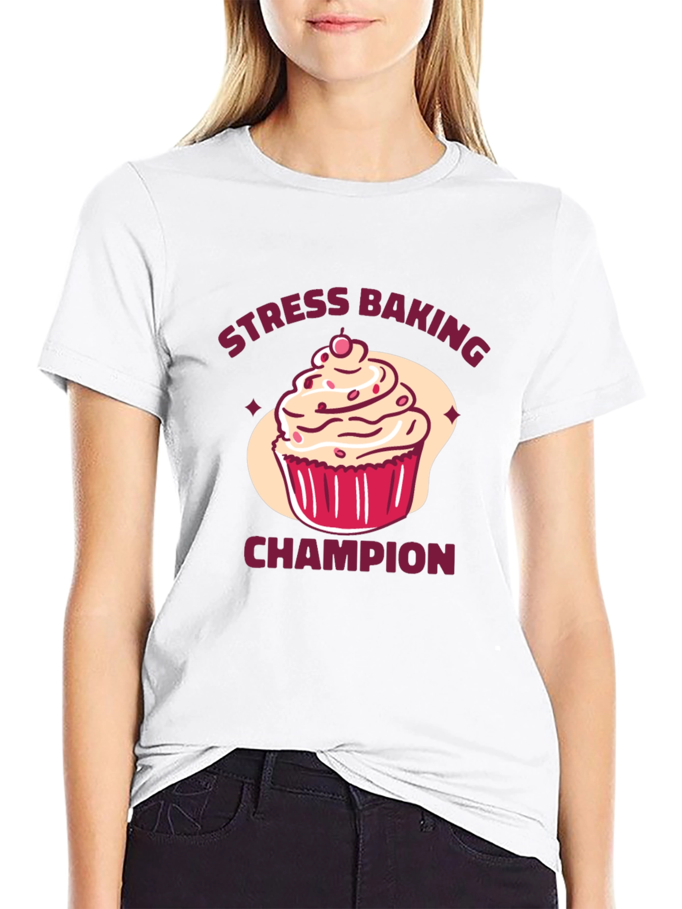 Stress Baking Champion T-Shirt - Cupcake Graphic Tee - 9