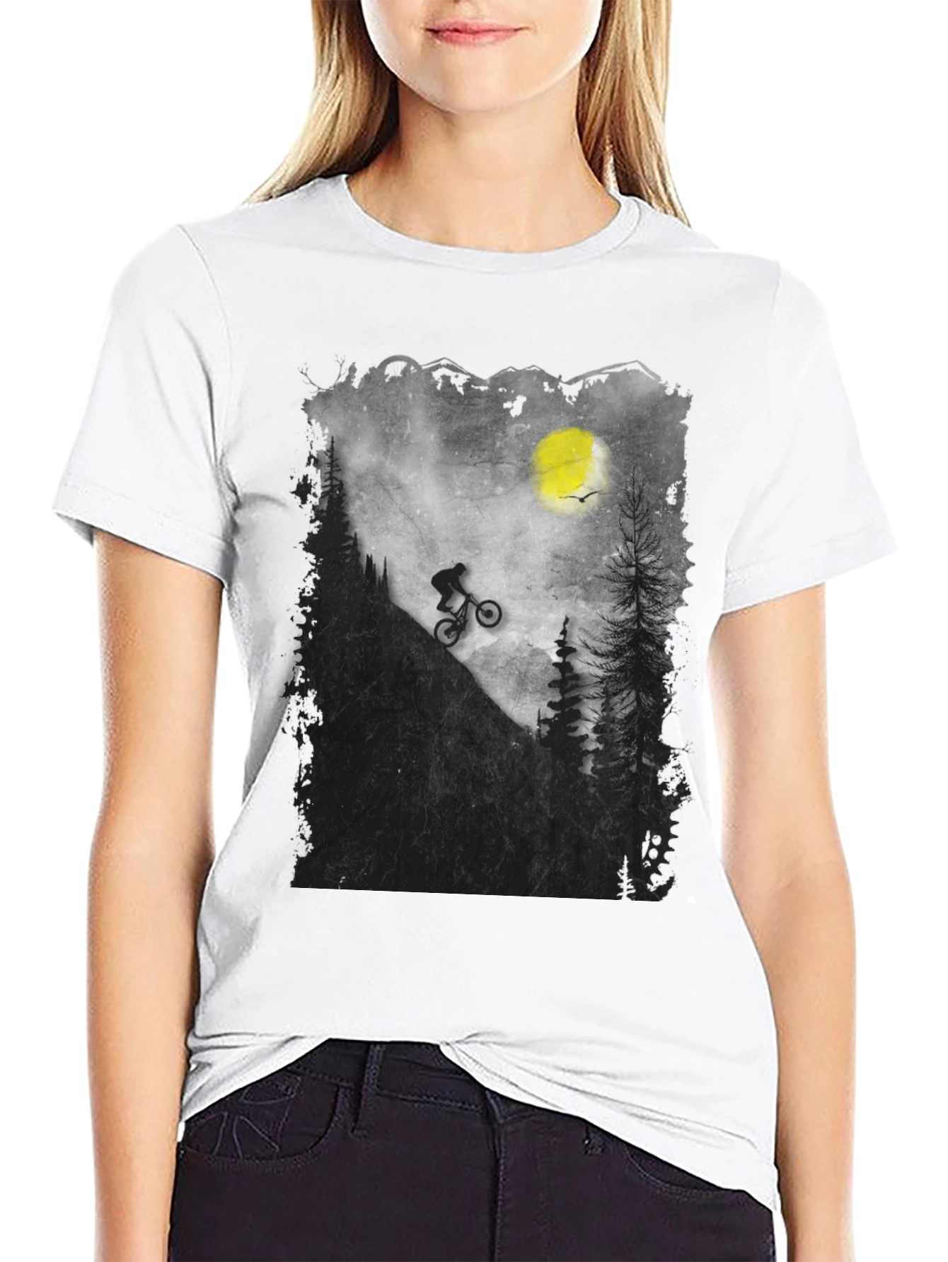 Black Mountain Biker Silhouette Graphic Tee view 9