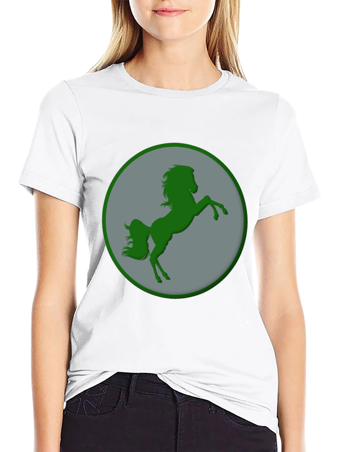 Black Green Horse Graphic Black T-Shirt view 9