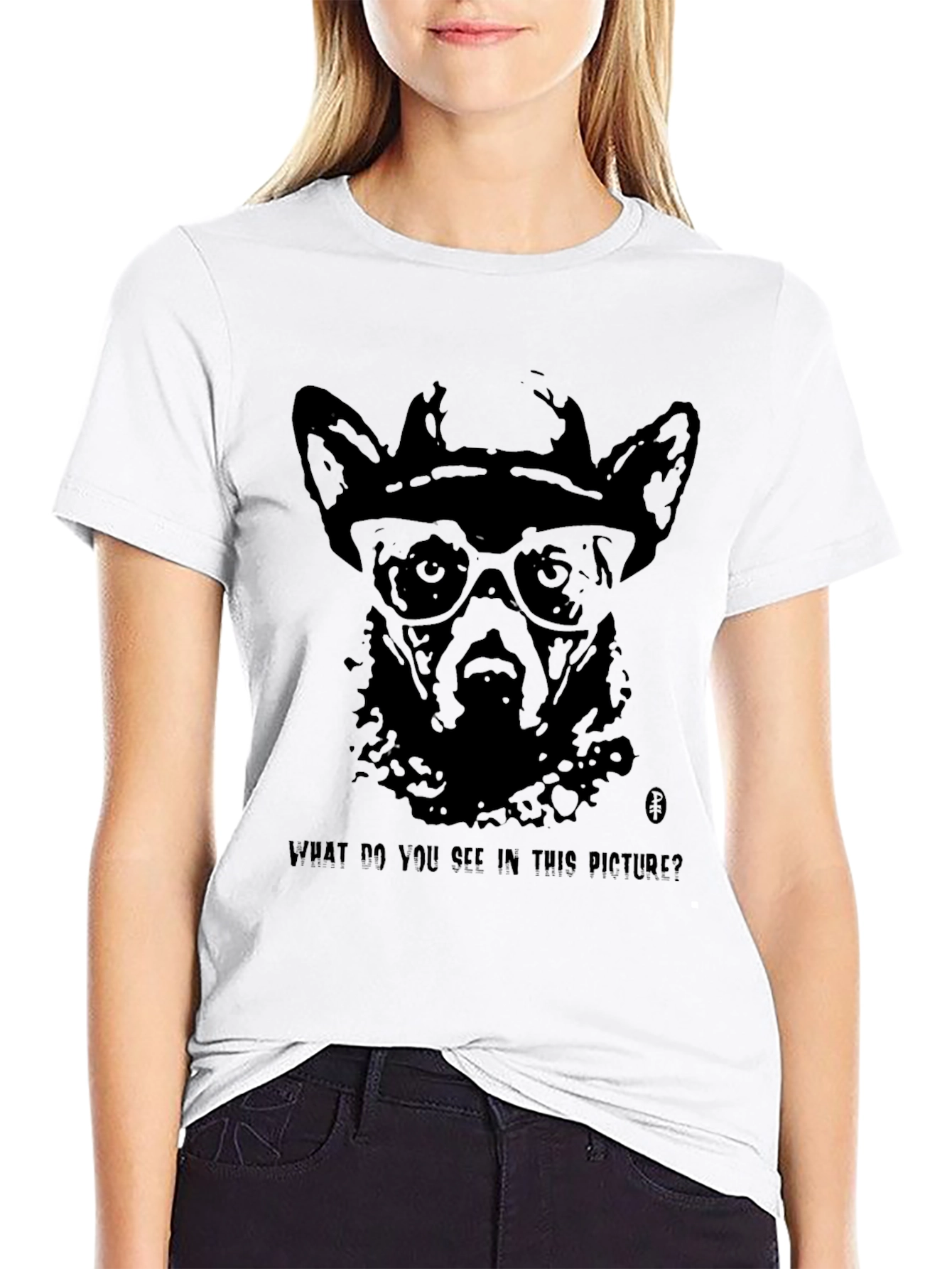 Black Dog with Glasses Graphic T-Shirt view 9