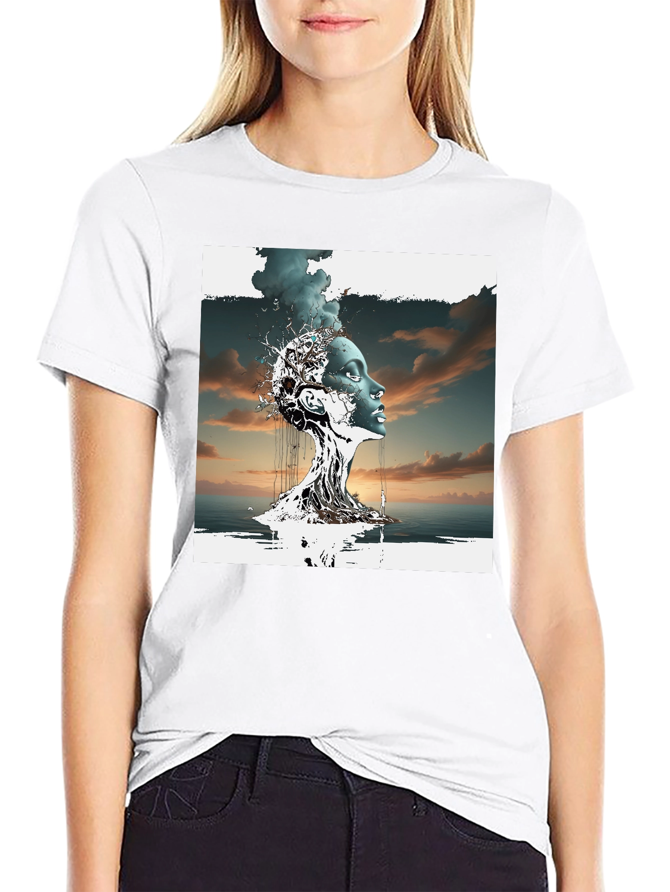 Black Abstract Woman Graphic T-Shirt view 9
