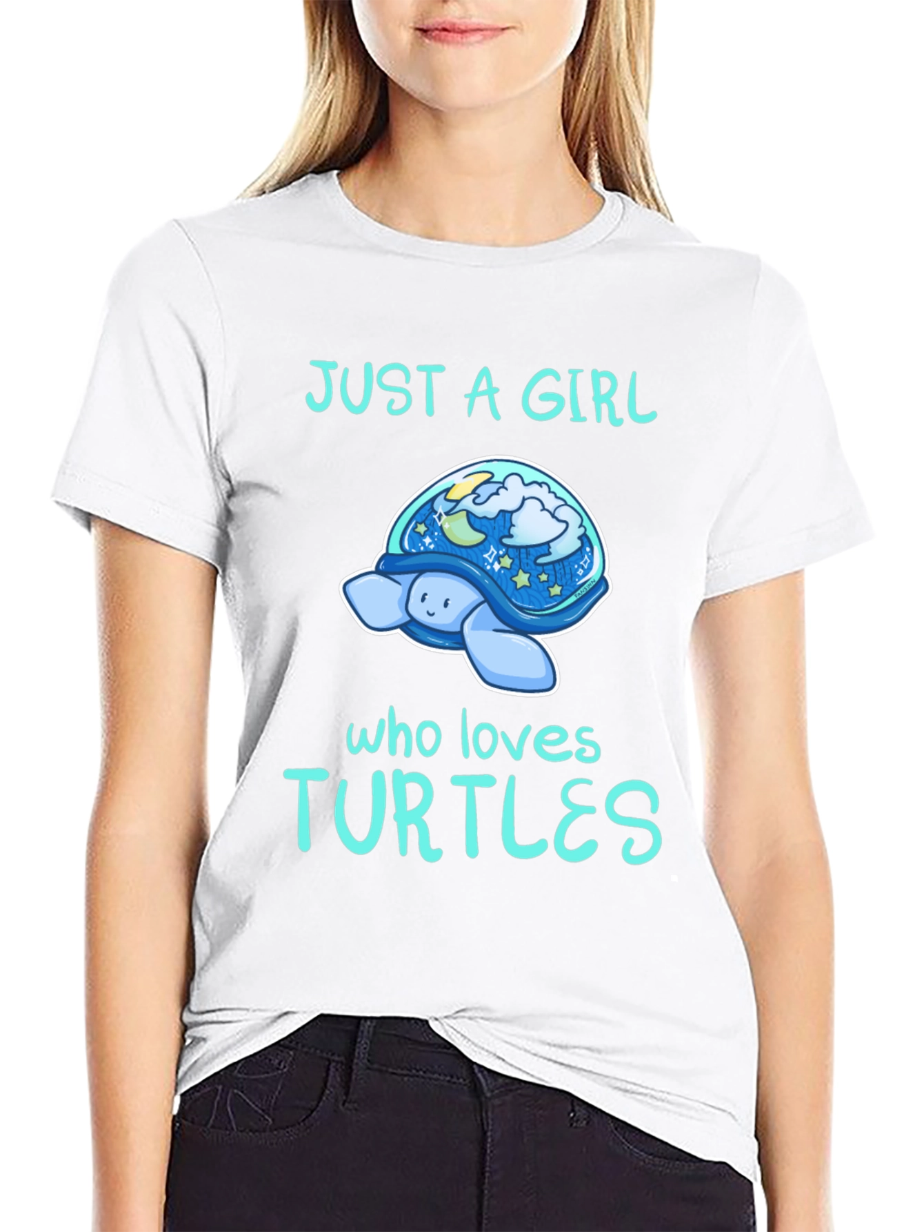 Black Just A Girl Who Loves Turtles T-Shirt view 9