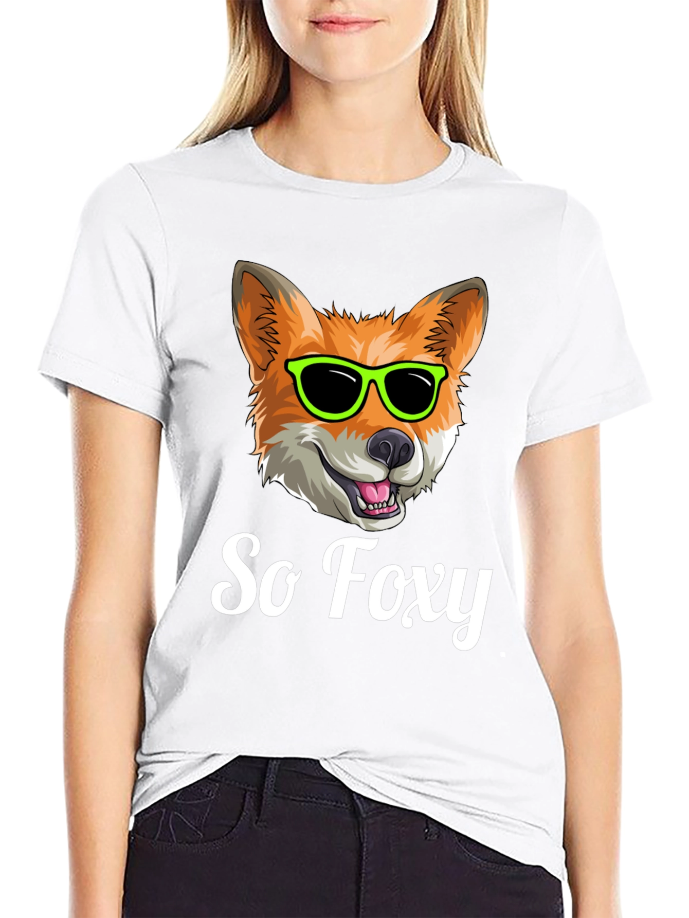 Black So Foxy T-Shirt - Cool Fox with Sunglasses view 9
