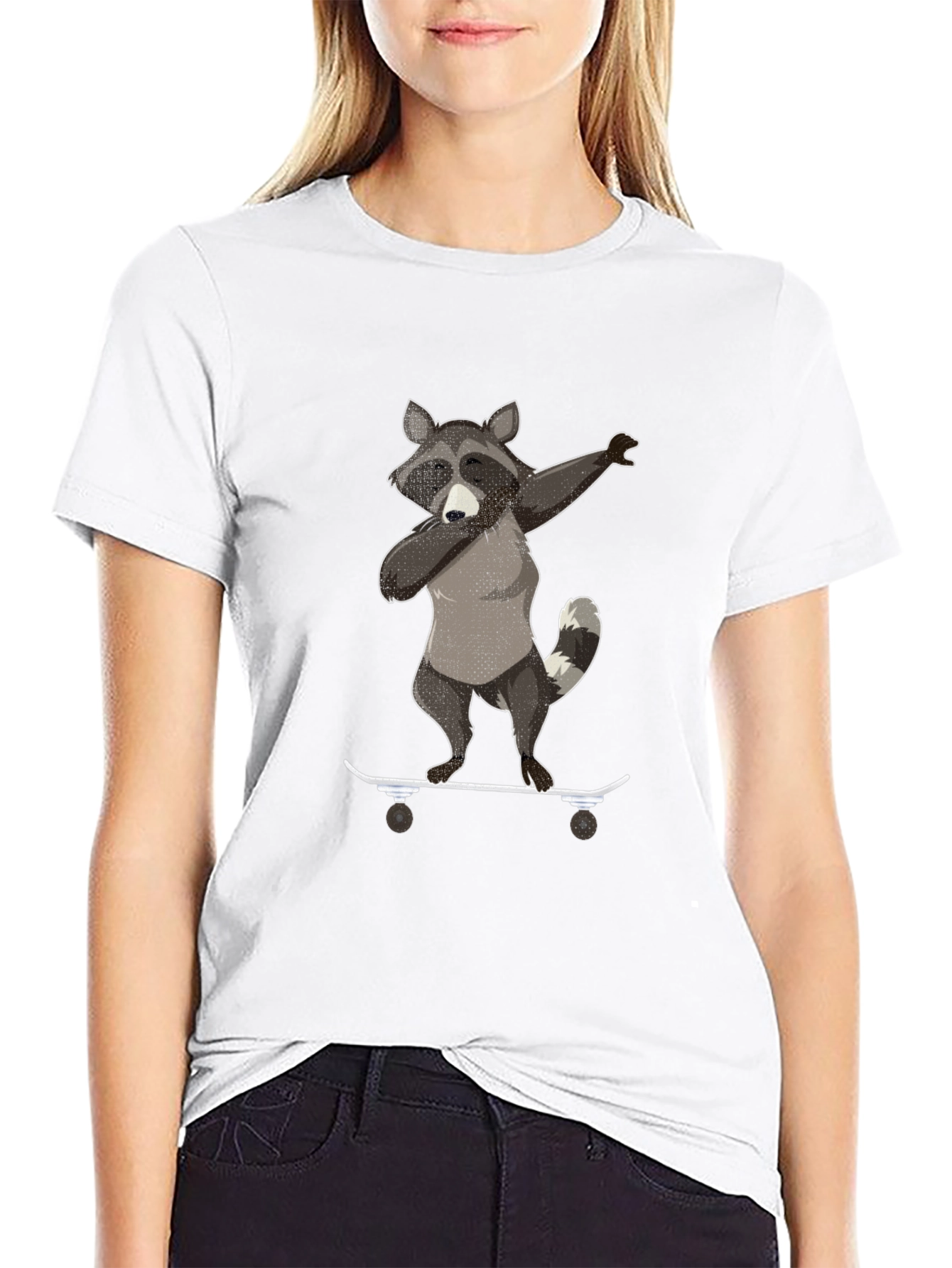 Black Raccoon Skateboard Dabbing Graphic Tee view 9