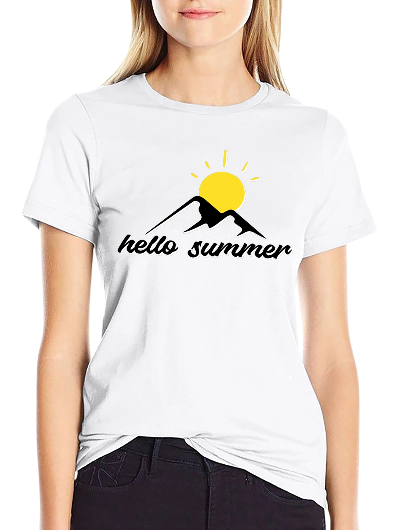 Black Hello Summer Graphic Tee - Black view 9