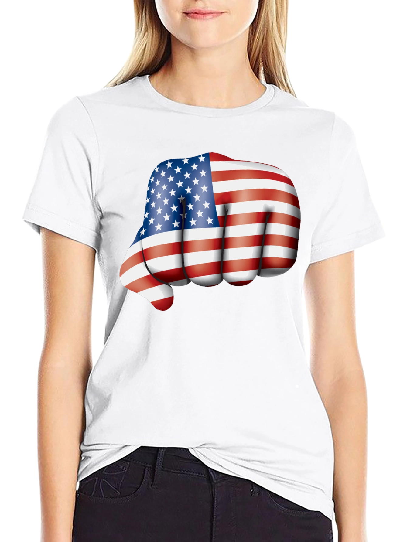 Black Patriotic Fist Bump Graphic T-Shirt view 9