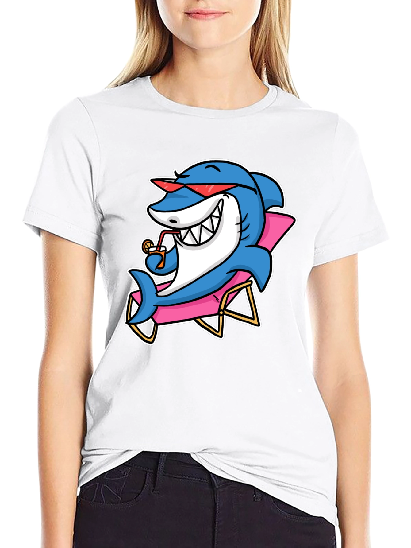 Black Relaxed Shark T-Shirt - Vacation Mode! view 9