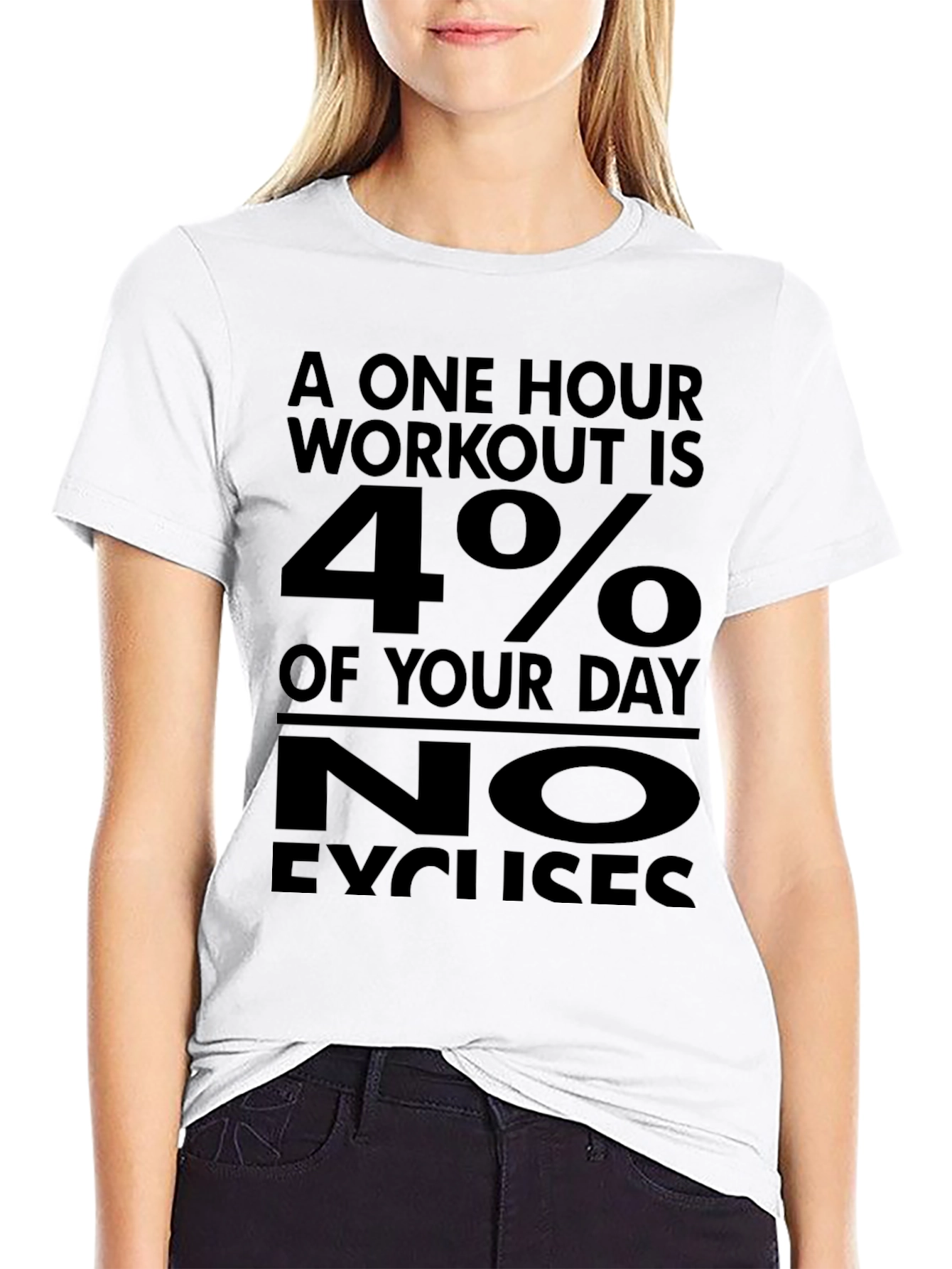 Black Workout Motivation Tee: No Excuses Gym Shirt view 9