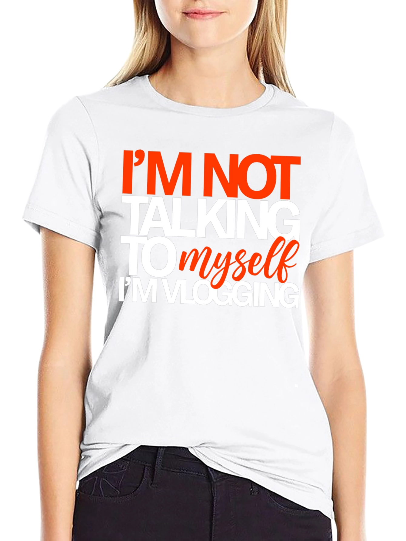 Black Funny Vlogging T-Shirt - I'm Not Talking To Myself view 9
