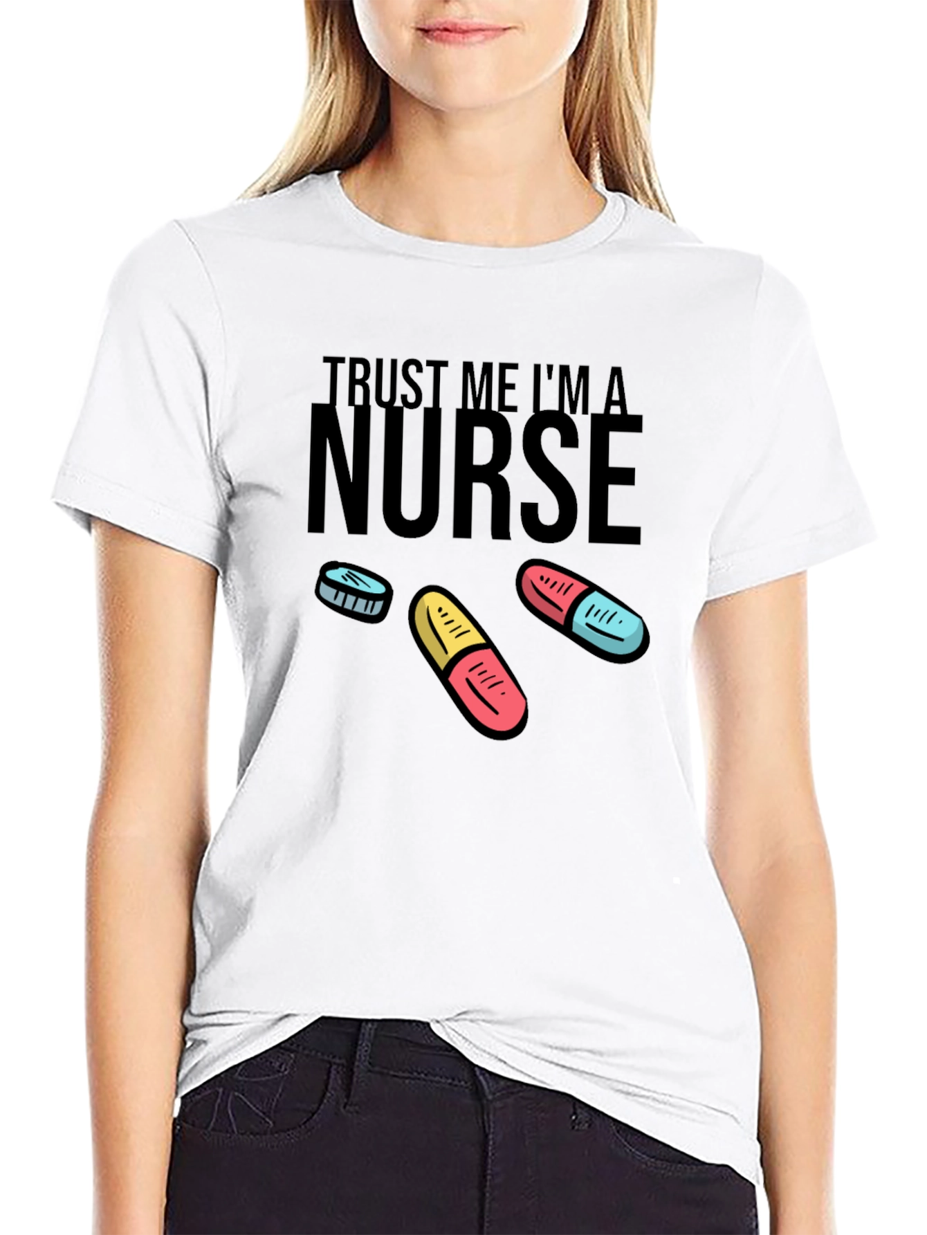 Black Trust Me I'm A Nurse T-Shirt view 9