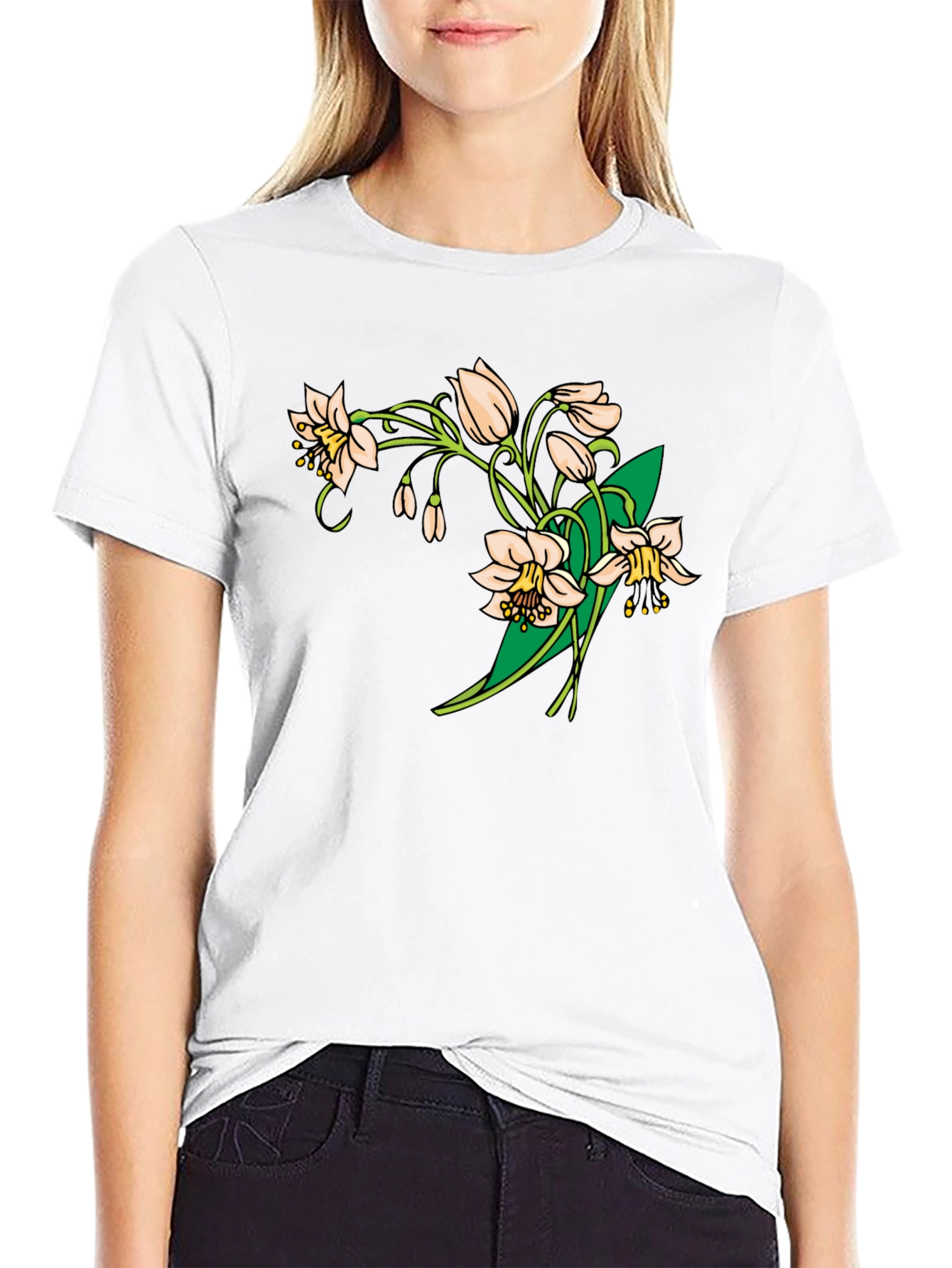 Black Floral Print Black T-Shirt - Stylish & Comfortable view 9