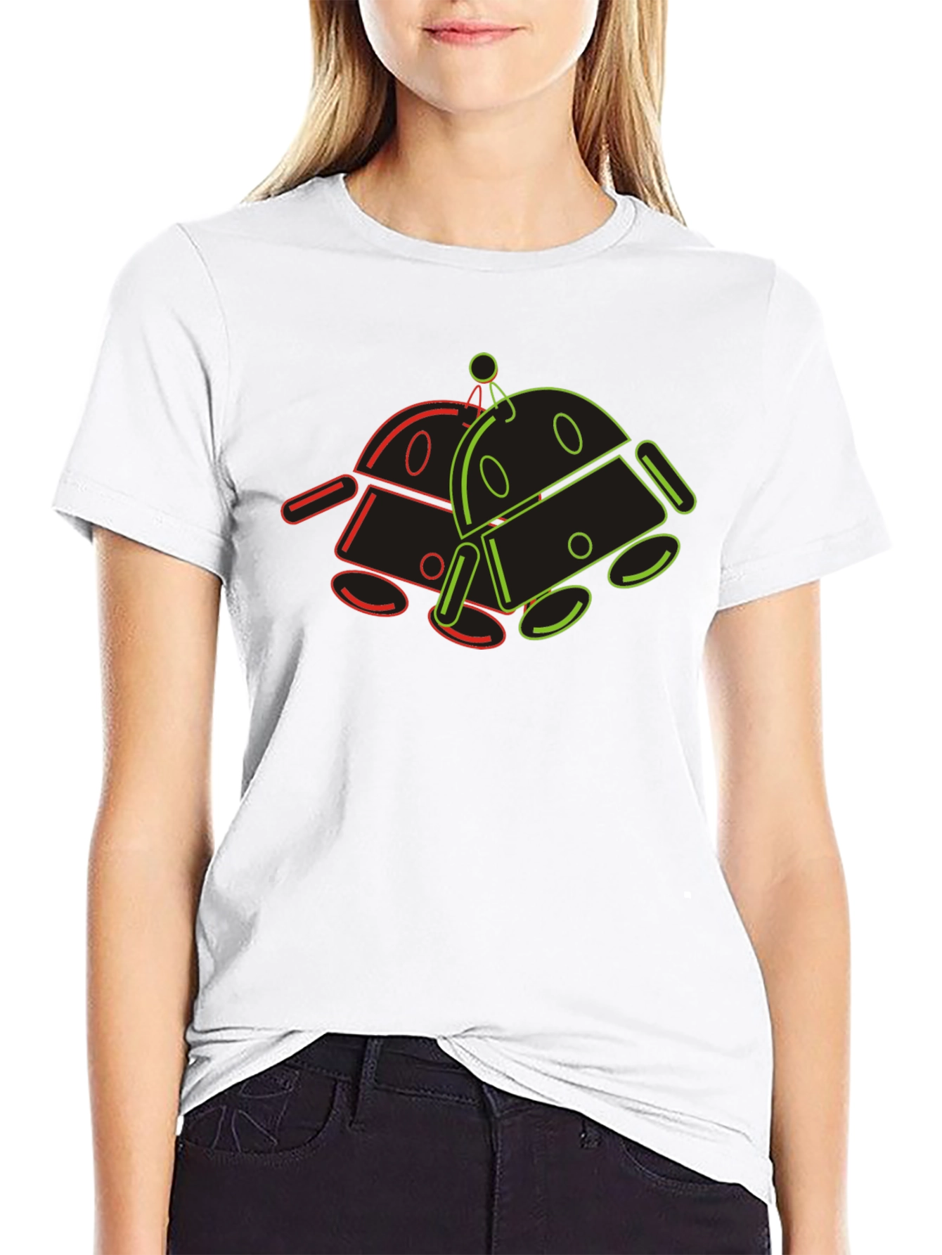 Black Retro Robot Graphic Tee - Cool Geek Style view 9