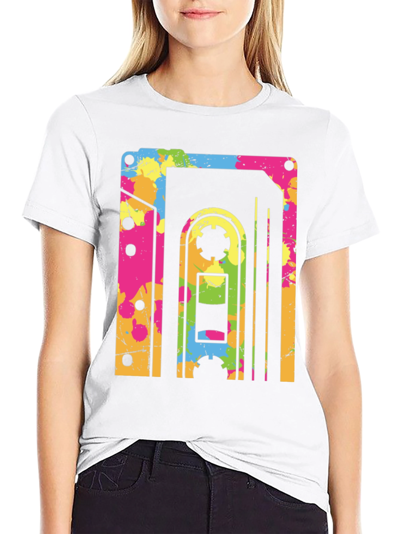 Black Retro 80s Cassette Tape Graphic Tee view 9
